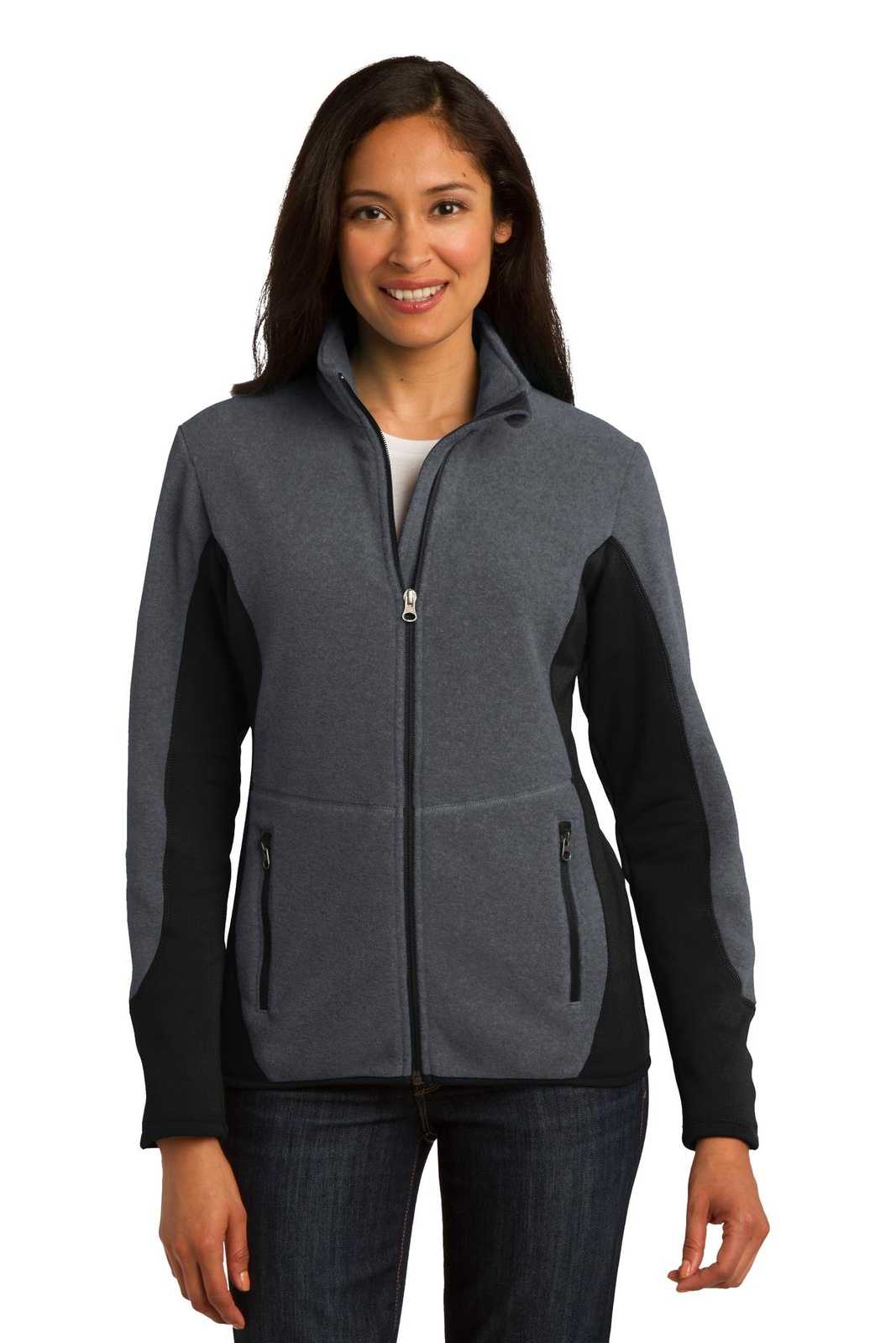 Port Authority L227 Ladies R-Tek Pro Fleece Full-Zip Jacket - Charcoal Heather Black - HIT a Double - 1