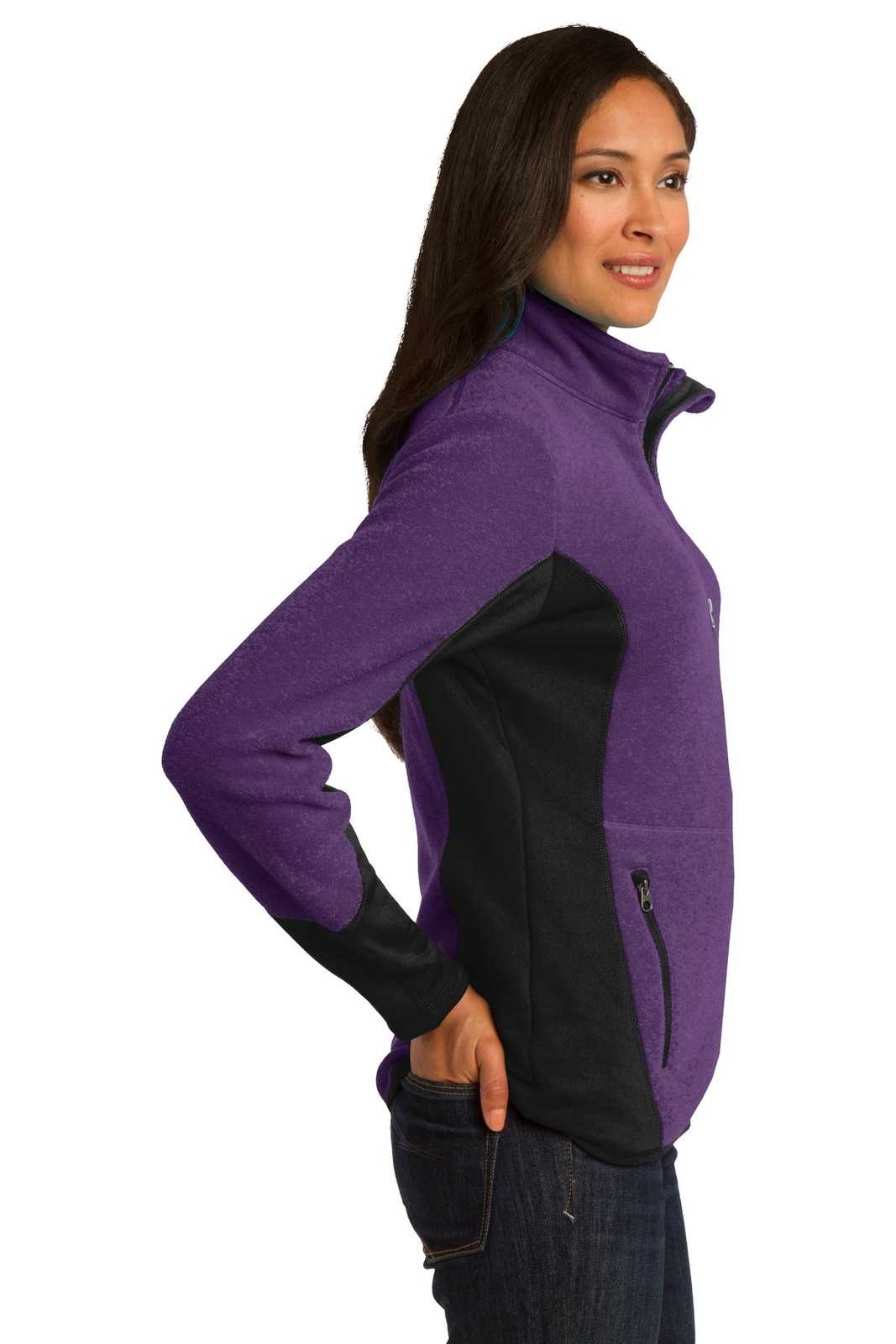 Port Authority L227 Ladies R-Tek Pro Fleece Full-Zip Jacket - Purple Heather Black - HIT a Double - 3