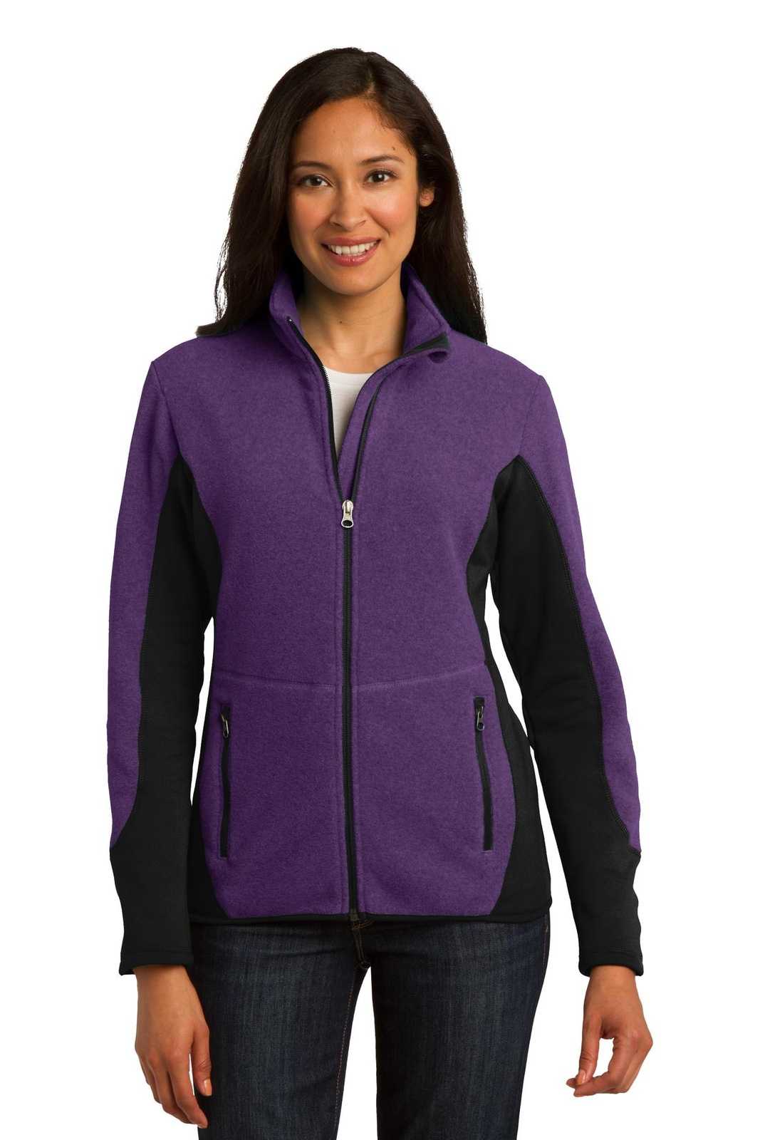 Port Authority L227 Ladies R-Tek Pro Fleece Full-Zip Jacket - Purple Heather Black - HIT a Double - 1