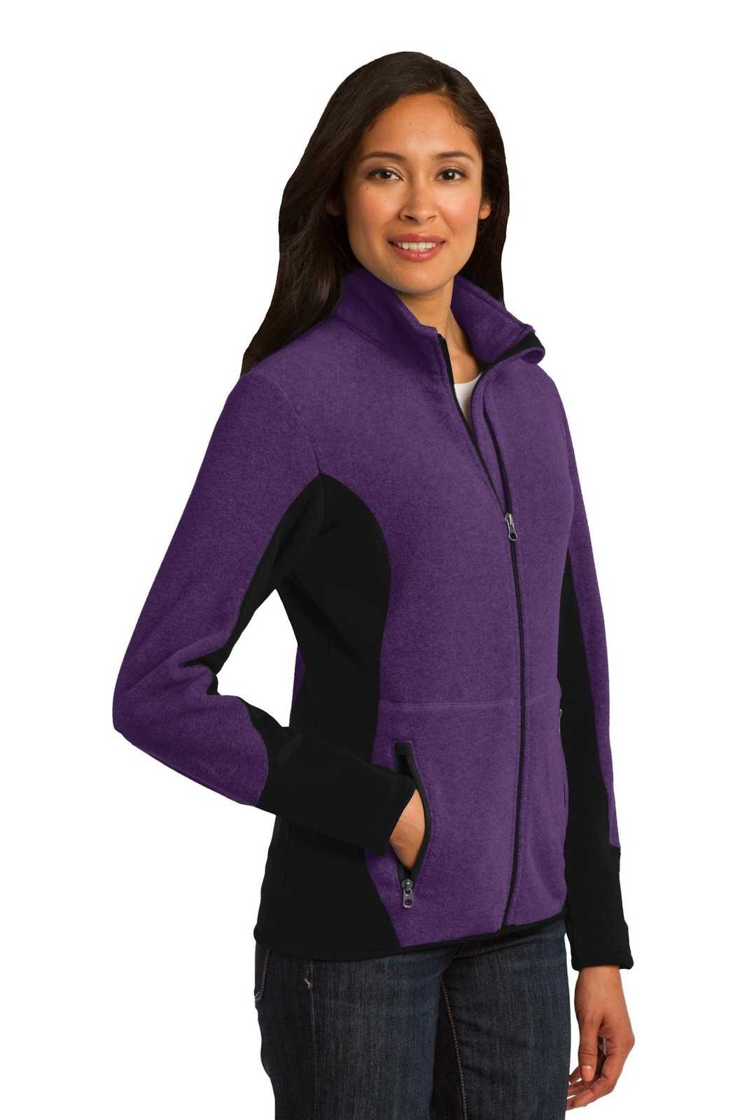 Port Authority L227 Ladies R-Tek Pro Fleece Full-Zip Jacket - Purple Heather Black - HIT a Double - 4