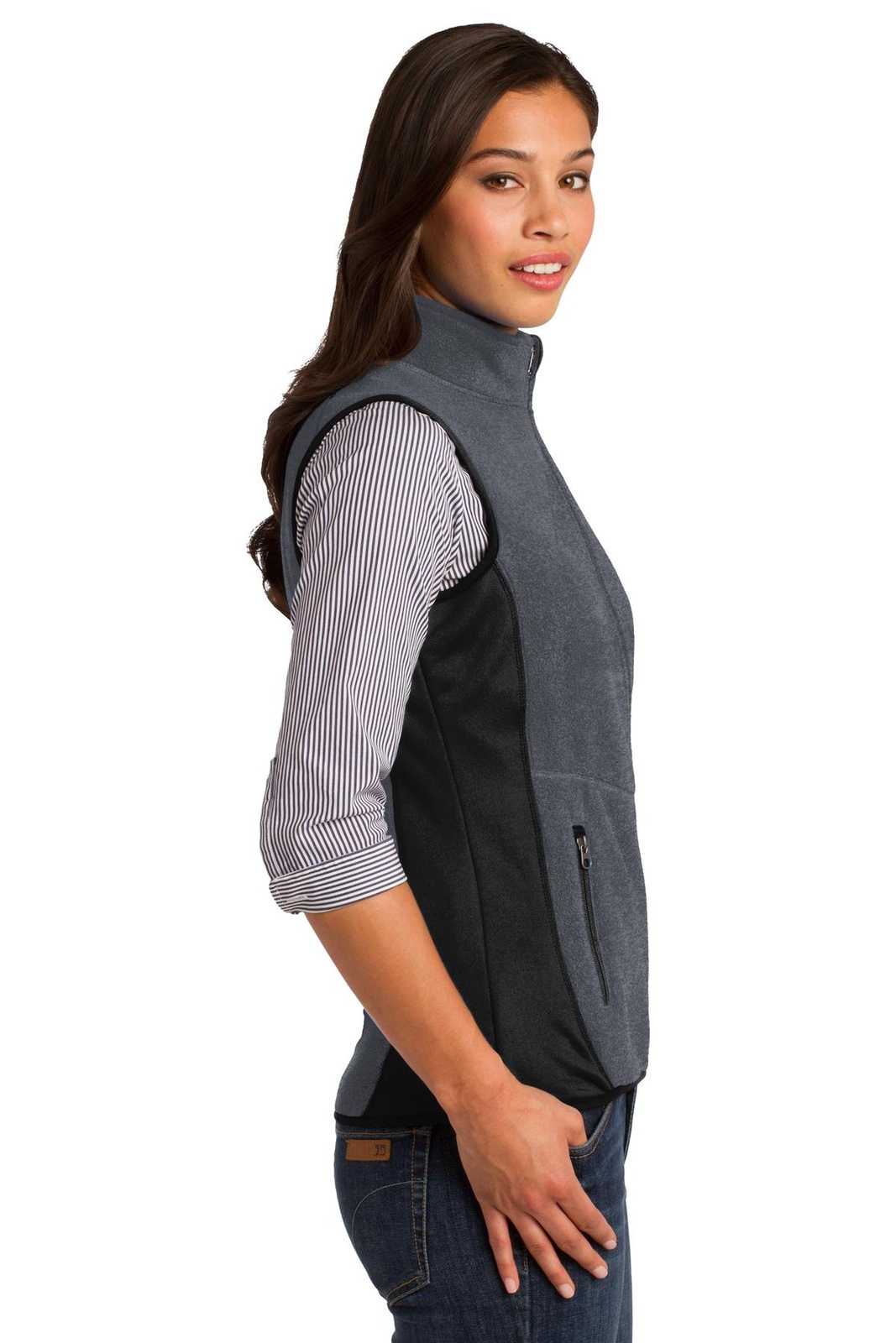 Port Authority L228 Ladies R-Tek Pro Fleece Full-Zip Vest - Charcoal Heather Black - HIT a Double - 3