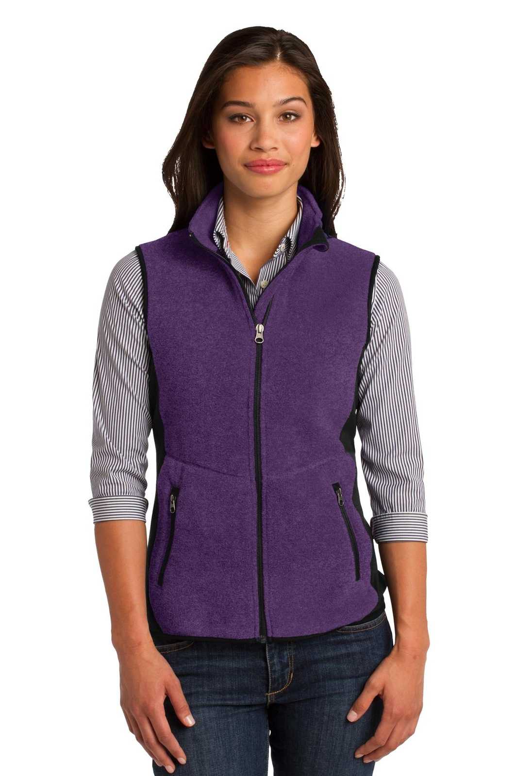 Port Authority L228 Ladies R-Tek Pro Fleece Full-Zip Vest - Purple Heather Black - HIT a Double - 1