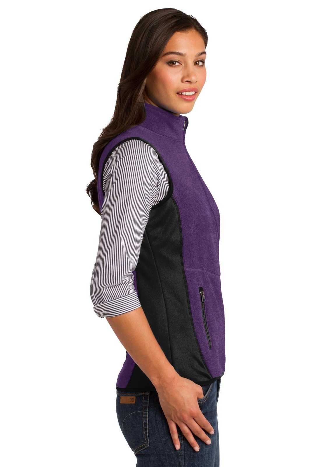 Port Authority L228 Ladies R-Tek Pro Fleece Full-Zip Vest - Purple Heather Black - HIT a Double - 3