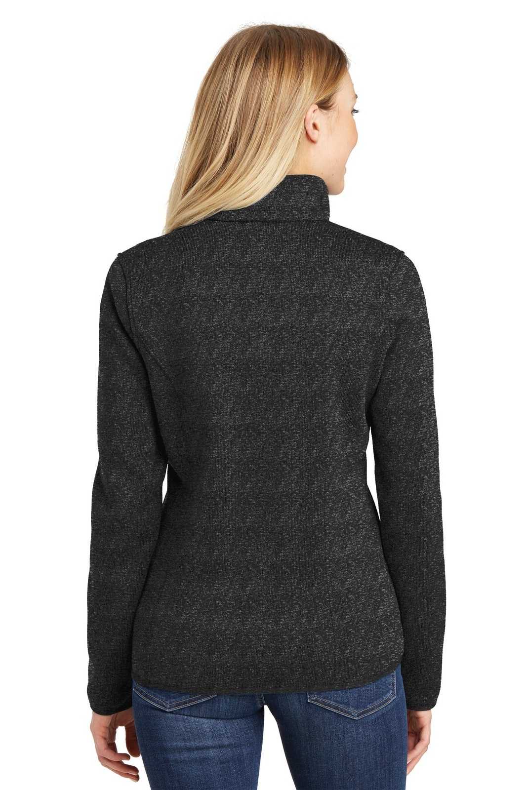 Port Authority L232 Ladies Sweater Fleece Jacket - Black Heather - HIT a Double - 2