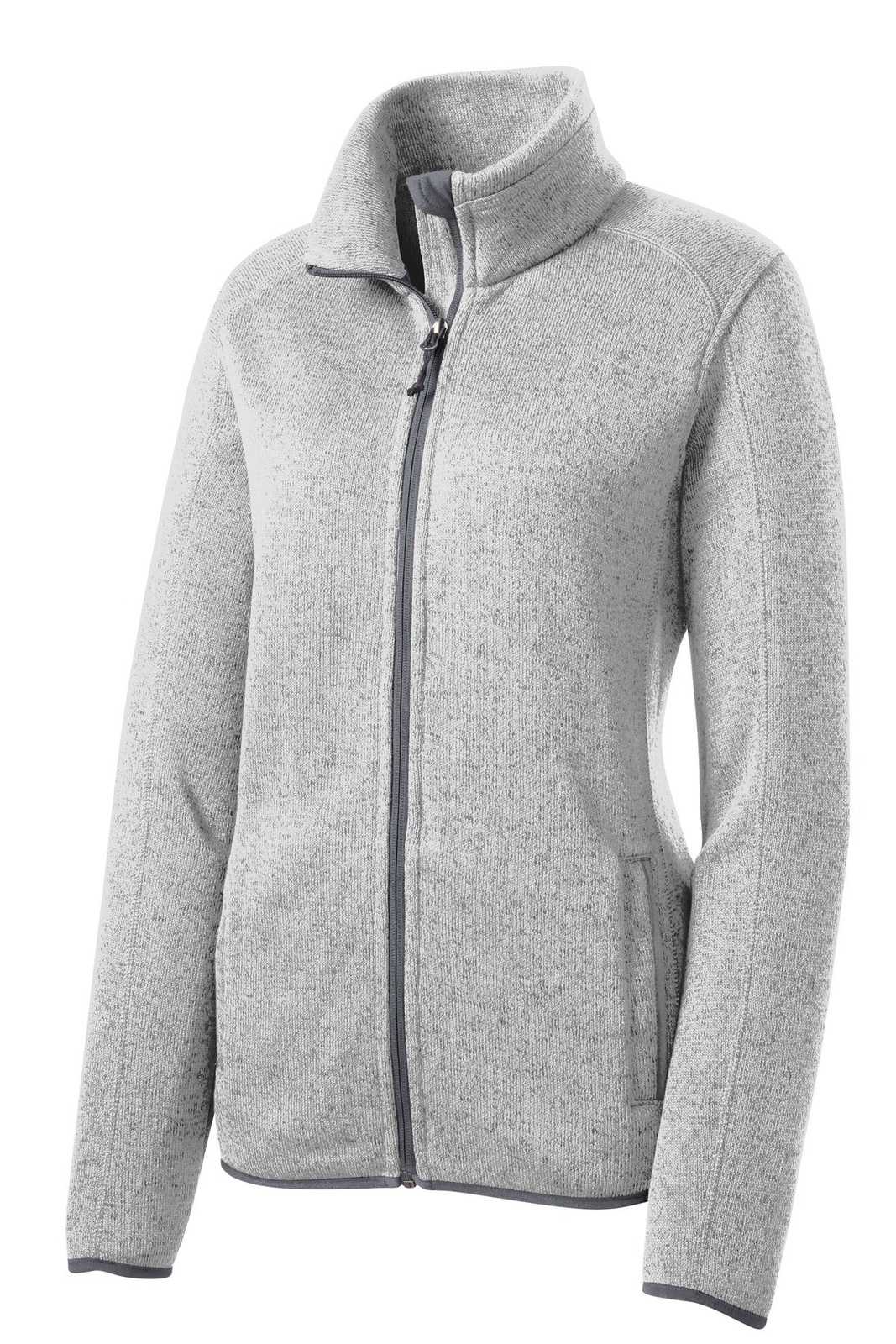 Port Authority L232 Ladies Sweater Fleece Jacket - Gray Heather - HIT a Double - 5