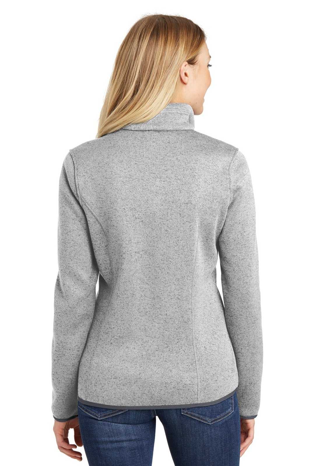 Port Authority L232 Ladies Sweater Fleece Jacket - Gray Heather - HIT a Double - 2