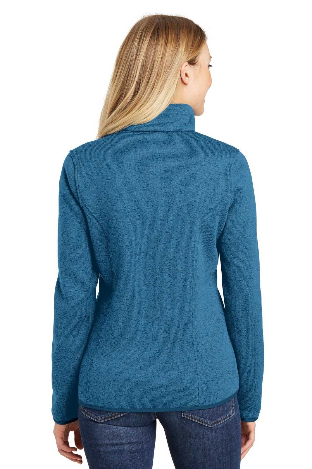 Port Authority L232 Ladies Sweater Fleece Jacket - Medium Blue Heather - HIT a Double - 1