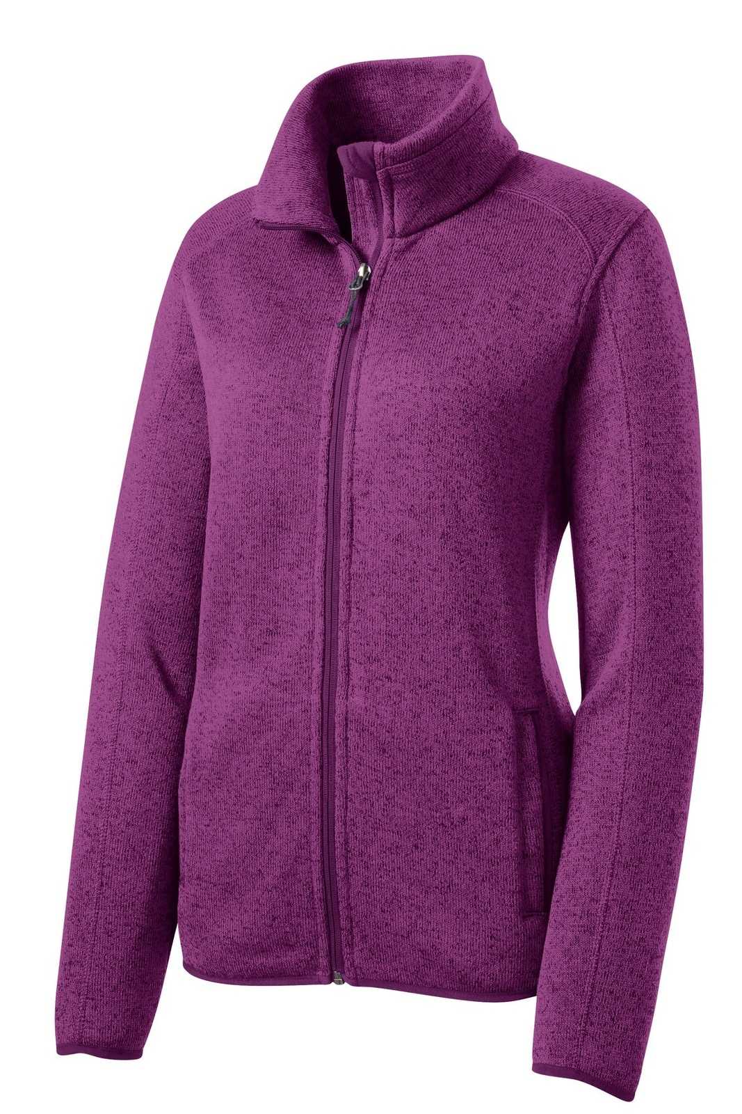 Port Authority L232 Ladies Sweater Fleece Jacket - Pink Heather - HIT a Double - 5
