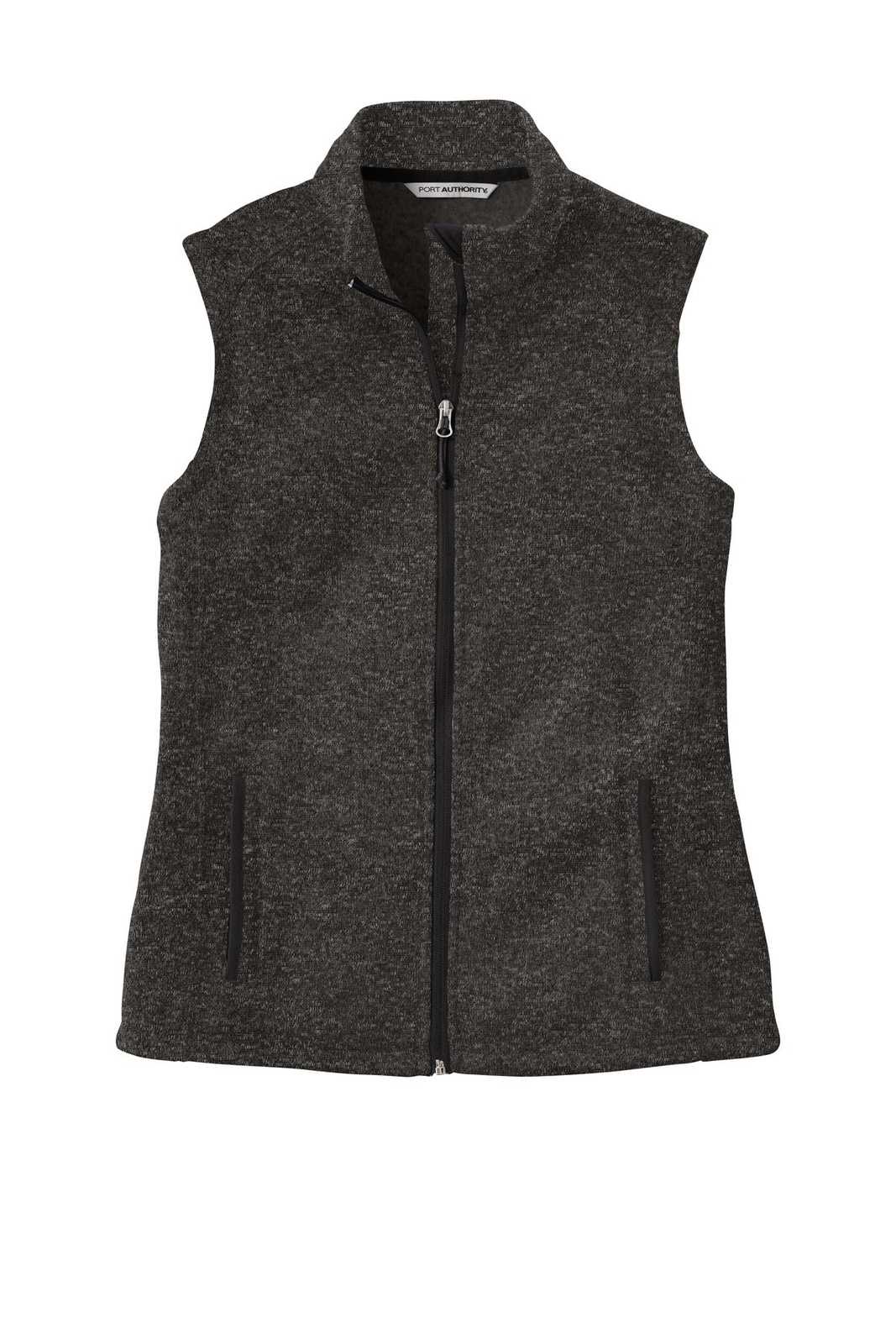 Port Authority L236 Ladies Sweater Fleece Vest - Black Heather - HIT a Double - 5