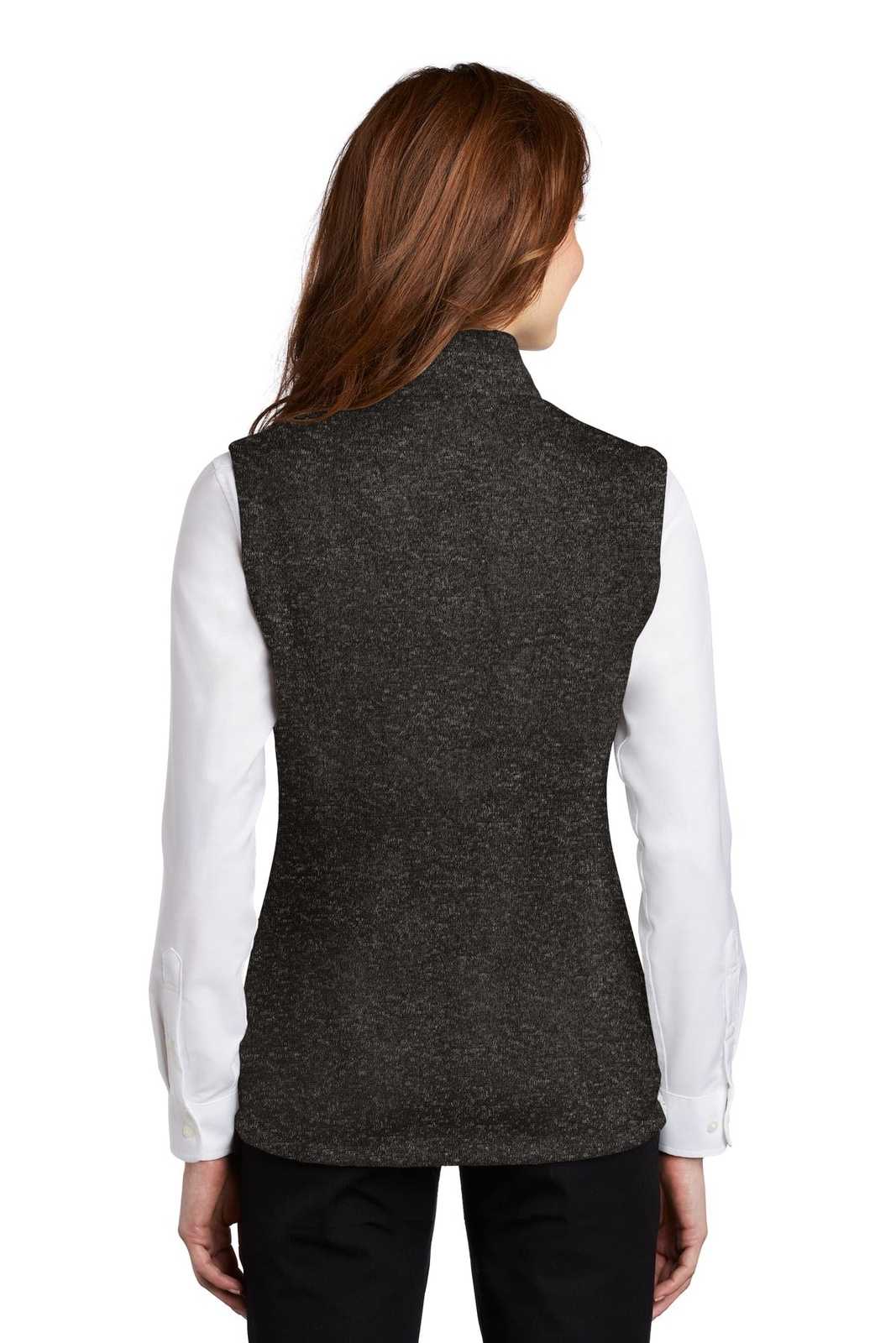 Port Authority L236 Ladies Sweater Fleece Vest - Black Heather - HIT a Double - 2