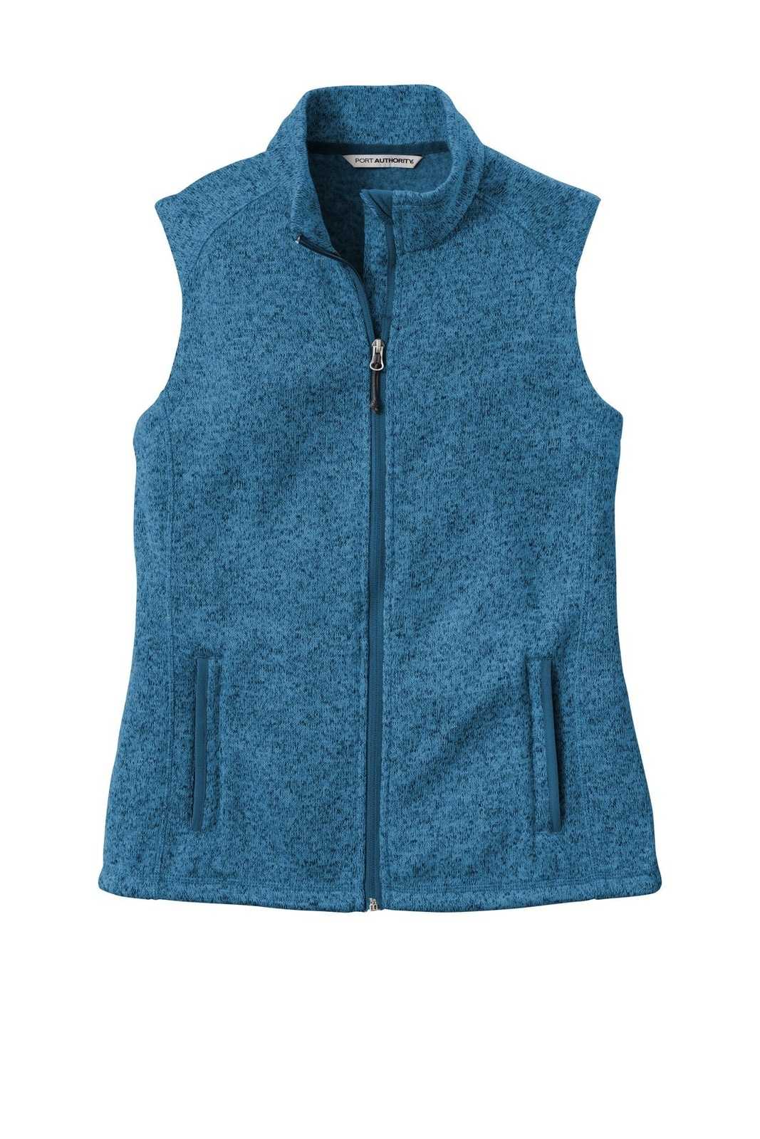 Port Authority L236 Ladies Sweater Fleece Vest - Medium Blue Heather - HIT a Double - 5