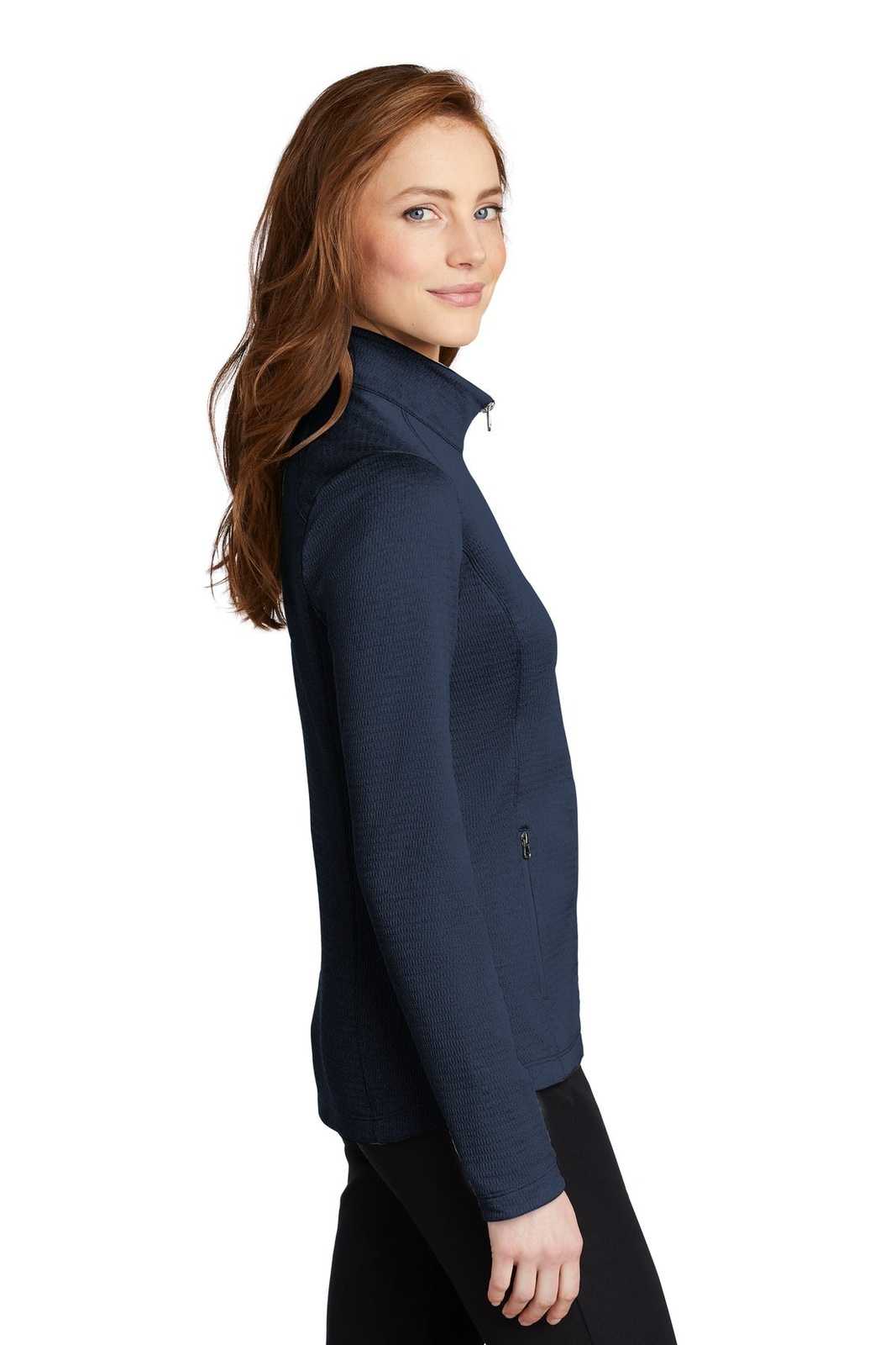 Port Authority L249 Ladies Diamond Heather Fleece Full-Zip Jacket - Dress Blue Navy Heather - HIT a Double - 3