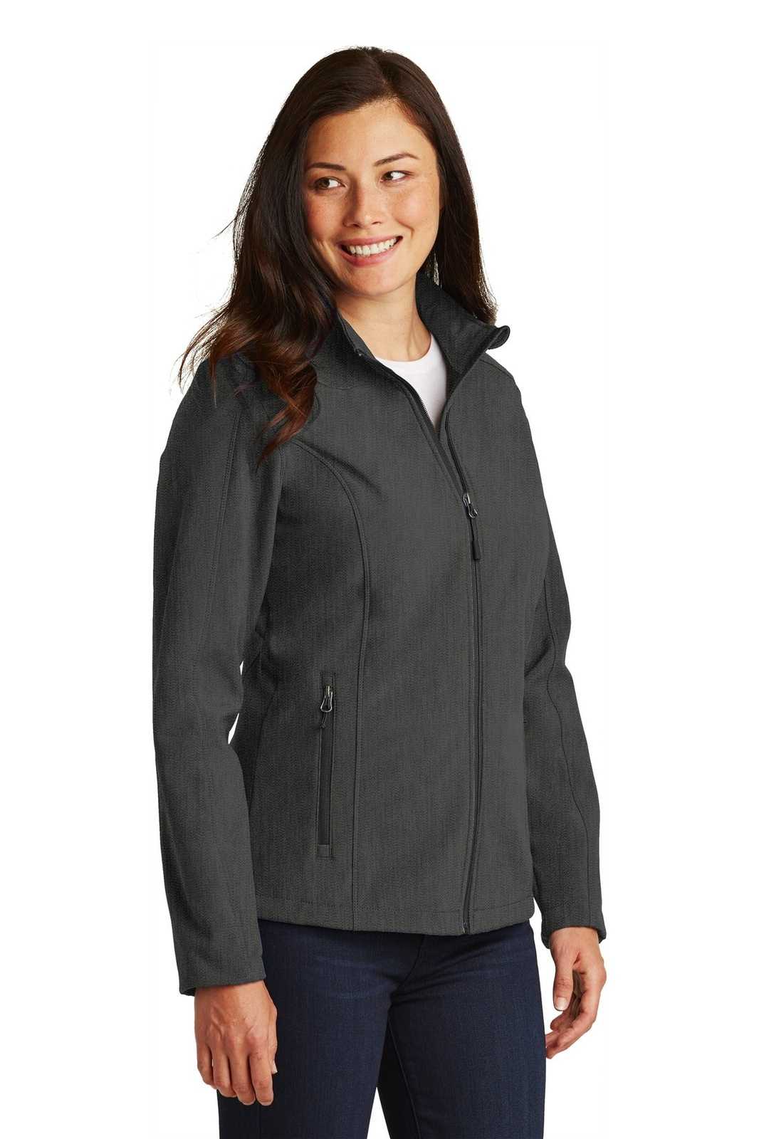 Port Authority L317 Ladies Core Soft Shell Jacket - Black Charcoal Heather - HIT a Double - 4