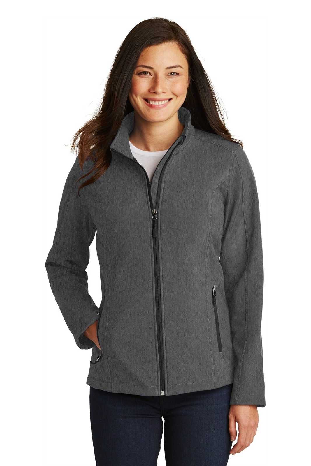 Port Authority L317 Ladies Core Soft Shell Jacket - Black Charcoal Heather - HIT a Double - 1