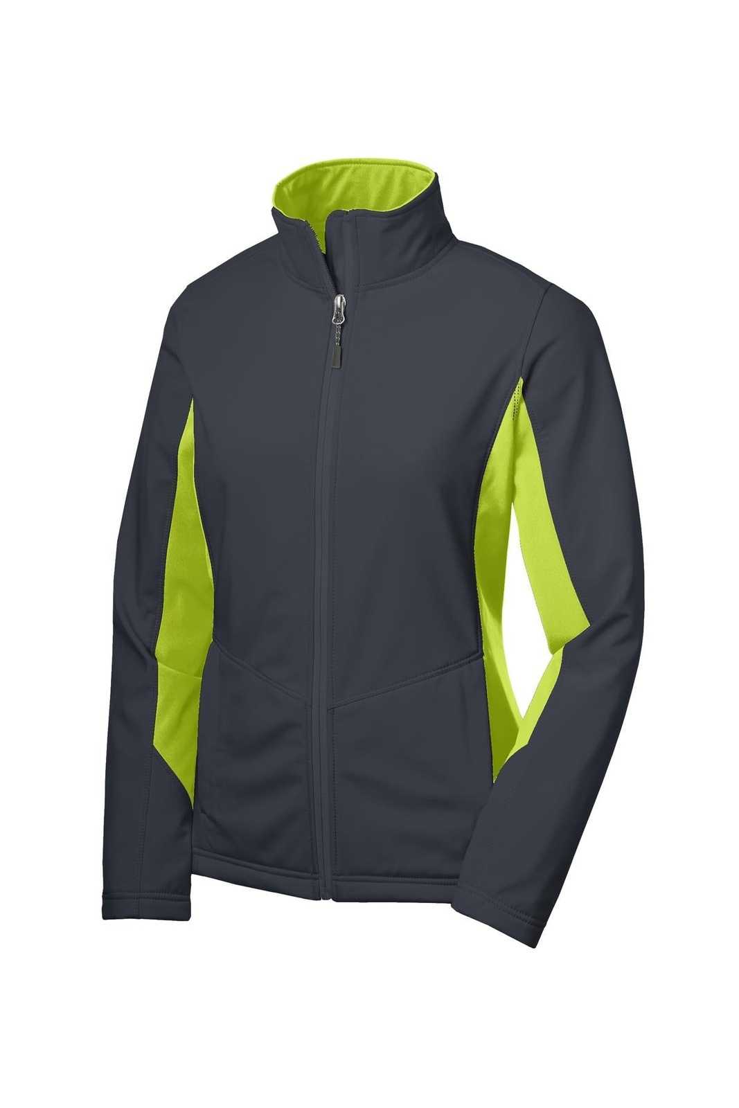 Port Authority L318 Ladies Core Colorblock Soft Shell Jacket - Battleship Gray Charge Green - HIT a Double - 5