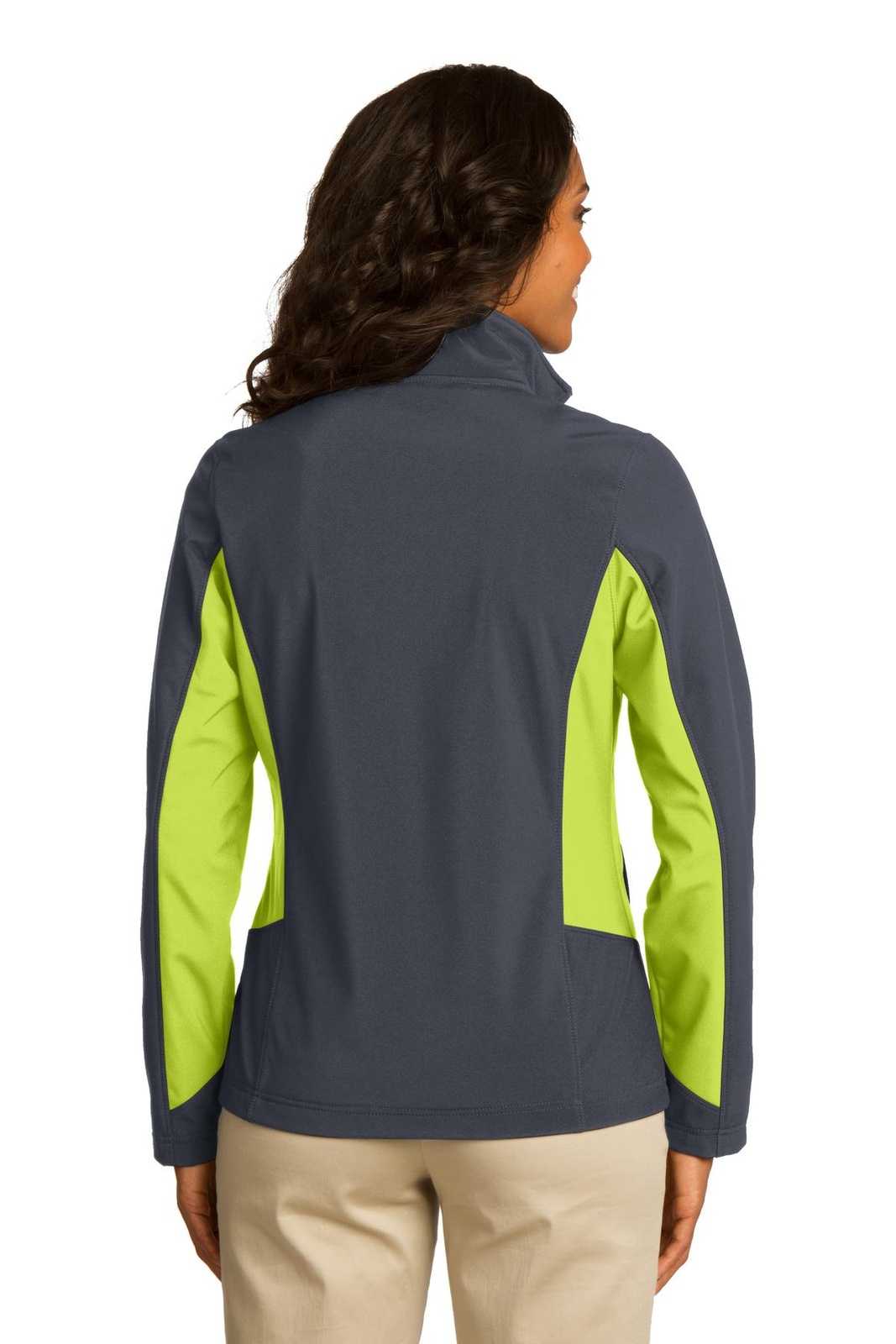 Port Authority L318 Ladies Core Colorblock Soft Shell Jacket - Battleship Gray Charge Green - HIT a Double - 2