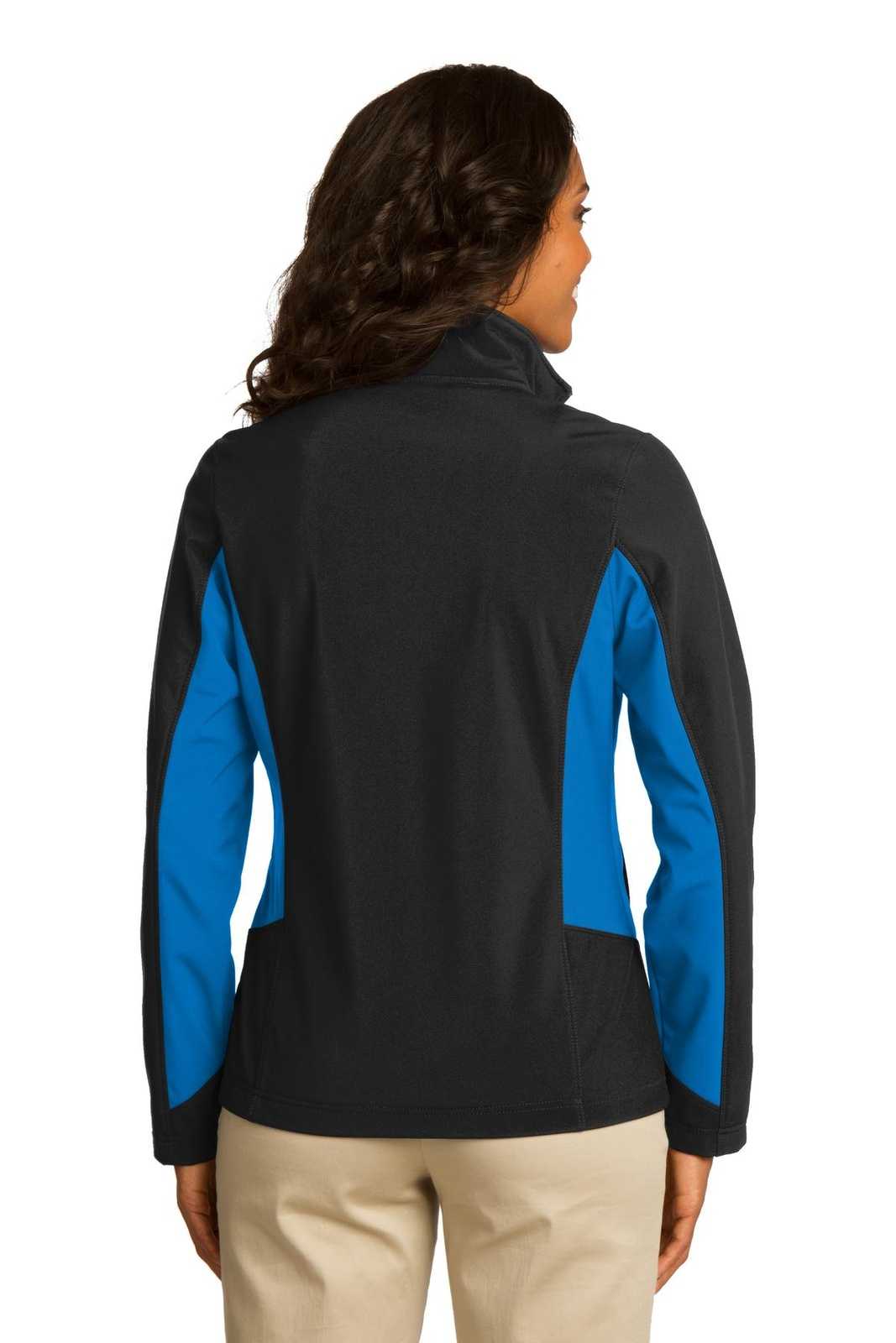 Port Authority L318 Ladies Core Colorblock Soft Shell Jacket - Black Imperial Blue - HIT a Double - 1
