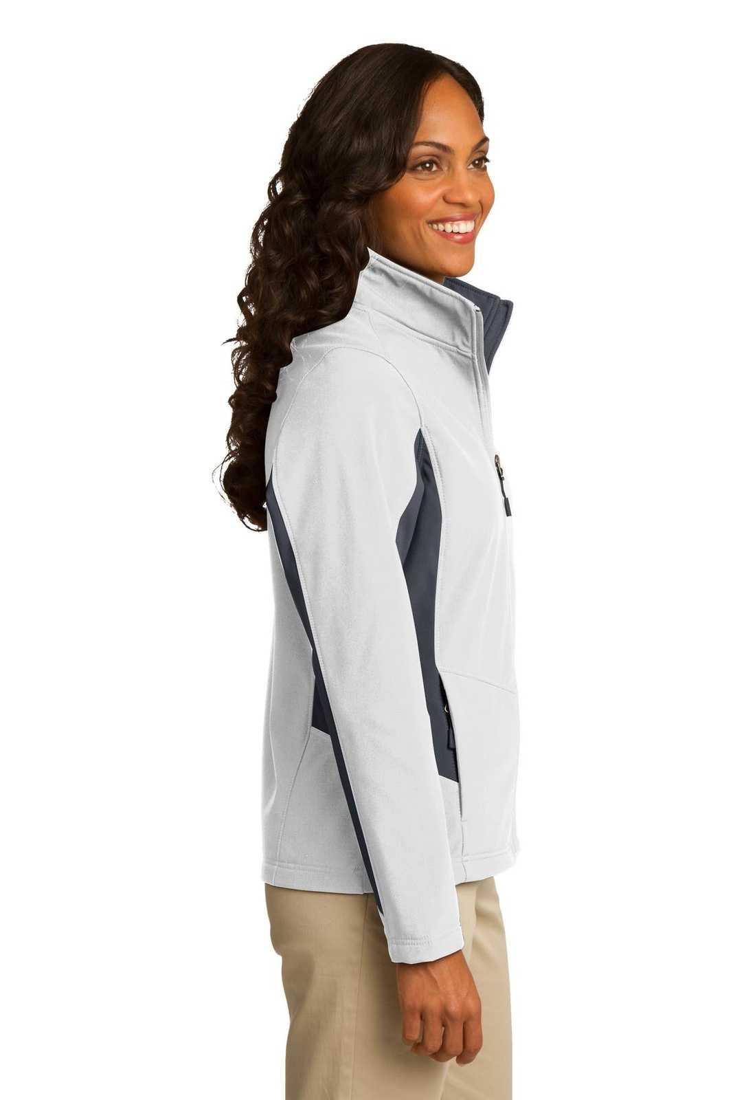 Port Authority L318 Ladies Core Colorblock Soft Shell Jacket - Marshmallow Battleship Gray - HIT a Double - 3