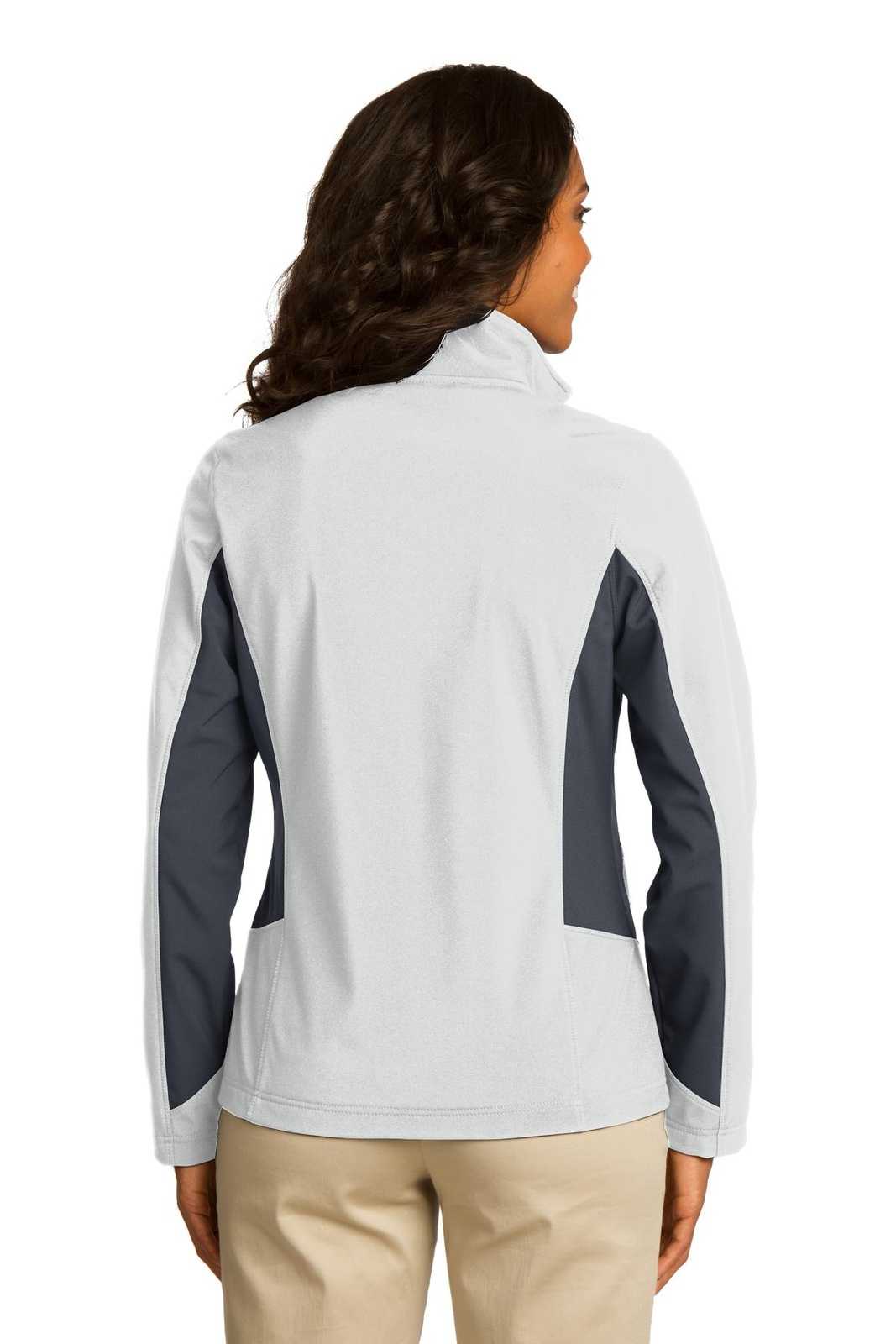 Port Authority L318 Ladies Core Colorblock Soft Shell Jacket - Marshmallow Battleship Gray - HIT a Double - 2
