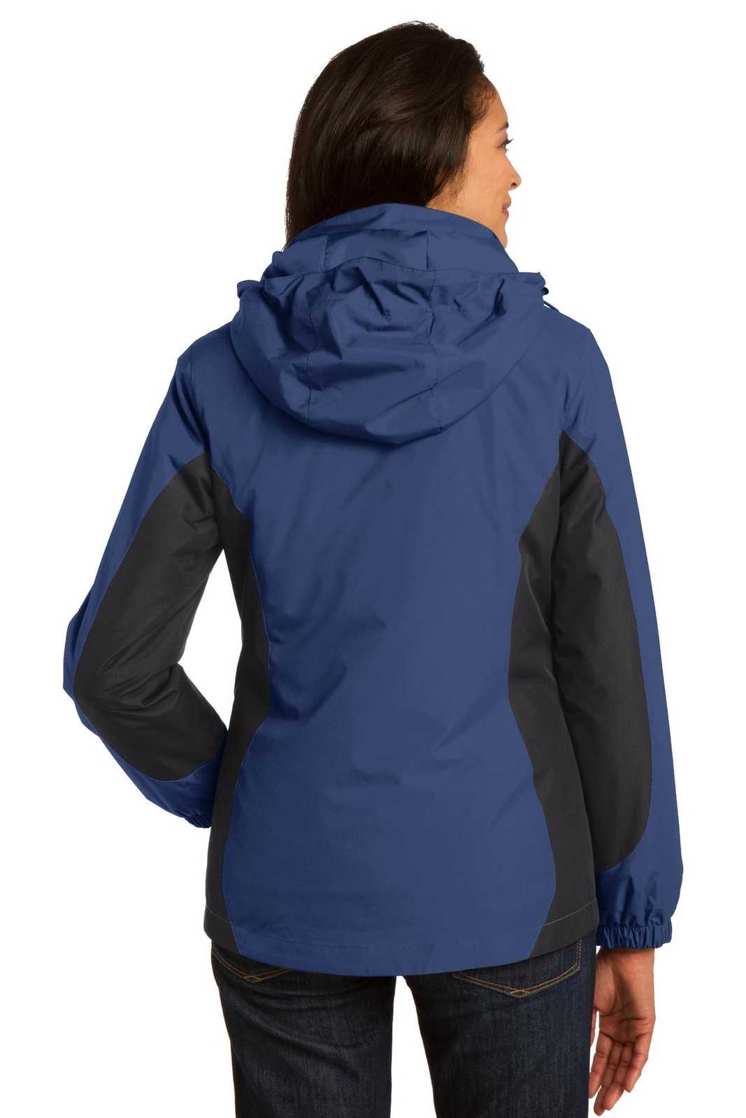 Port Authority L321 Ladies Colorblock 3-in-1 Jacket - Admiral Blue Black Magnet - HIT a Double - 2