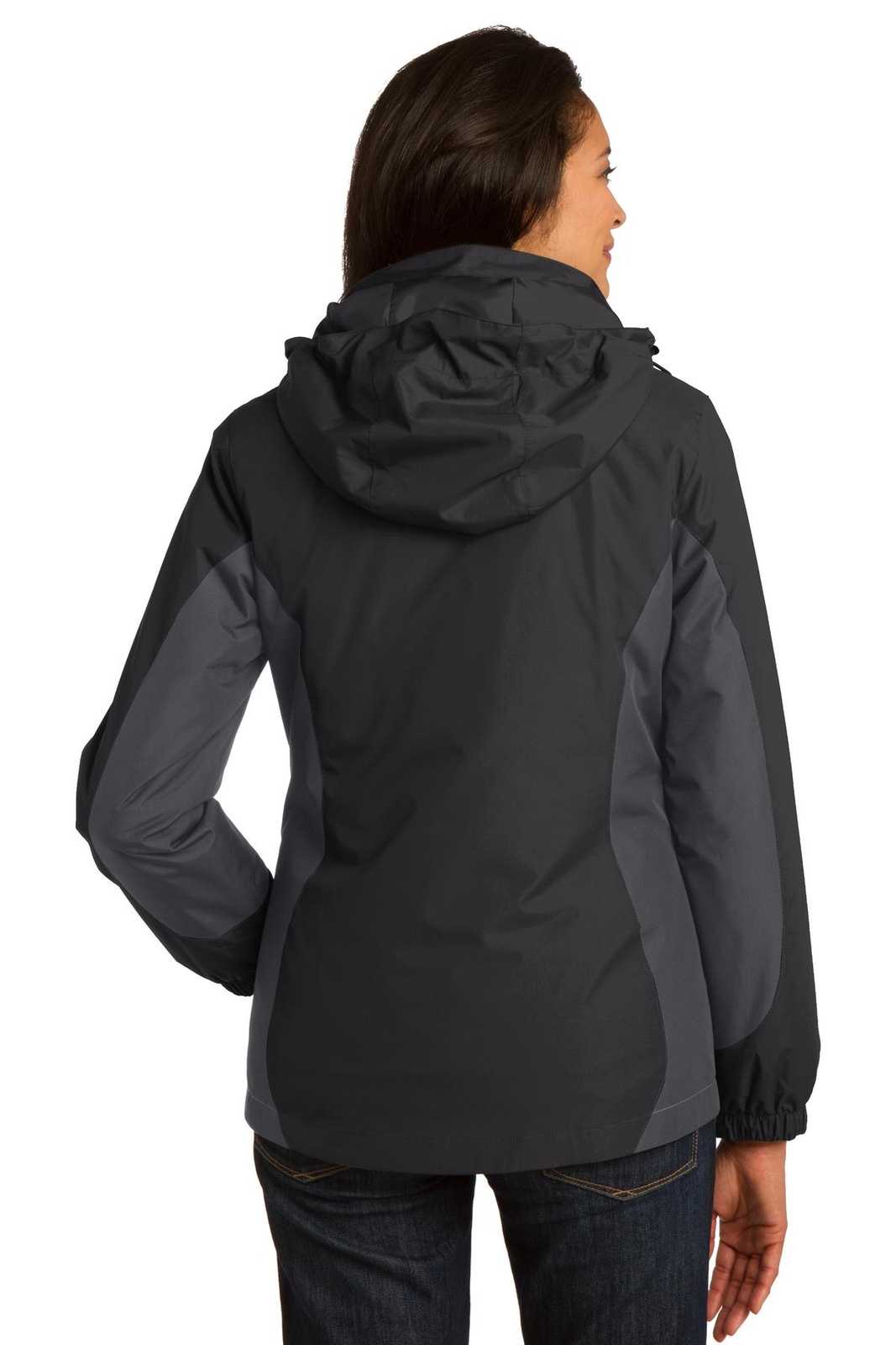 Port Authority L321 Ladies Colorblock 3-in-1 Jacket - Black Magnet Signal Red - HIT a Double - 2