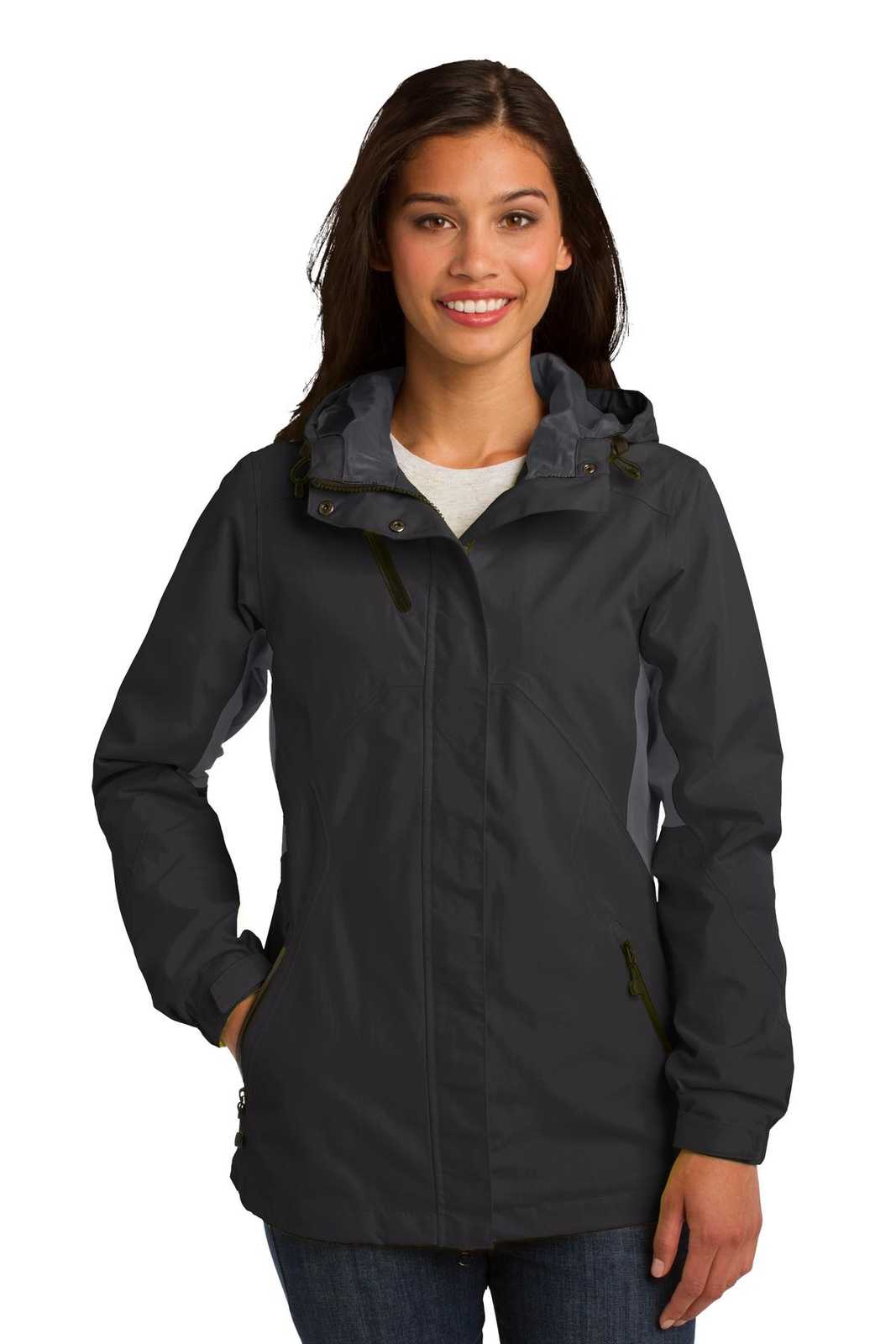 Port Authority L322 Ladies Cascade Waterproof Jacket - Black Magnet - HIT a Double - 1