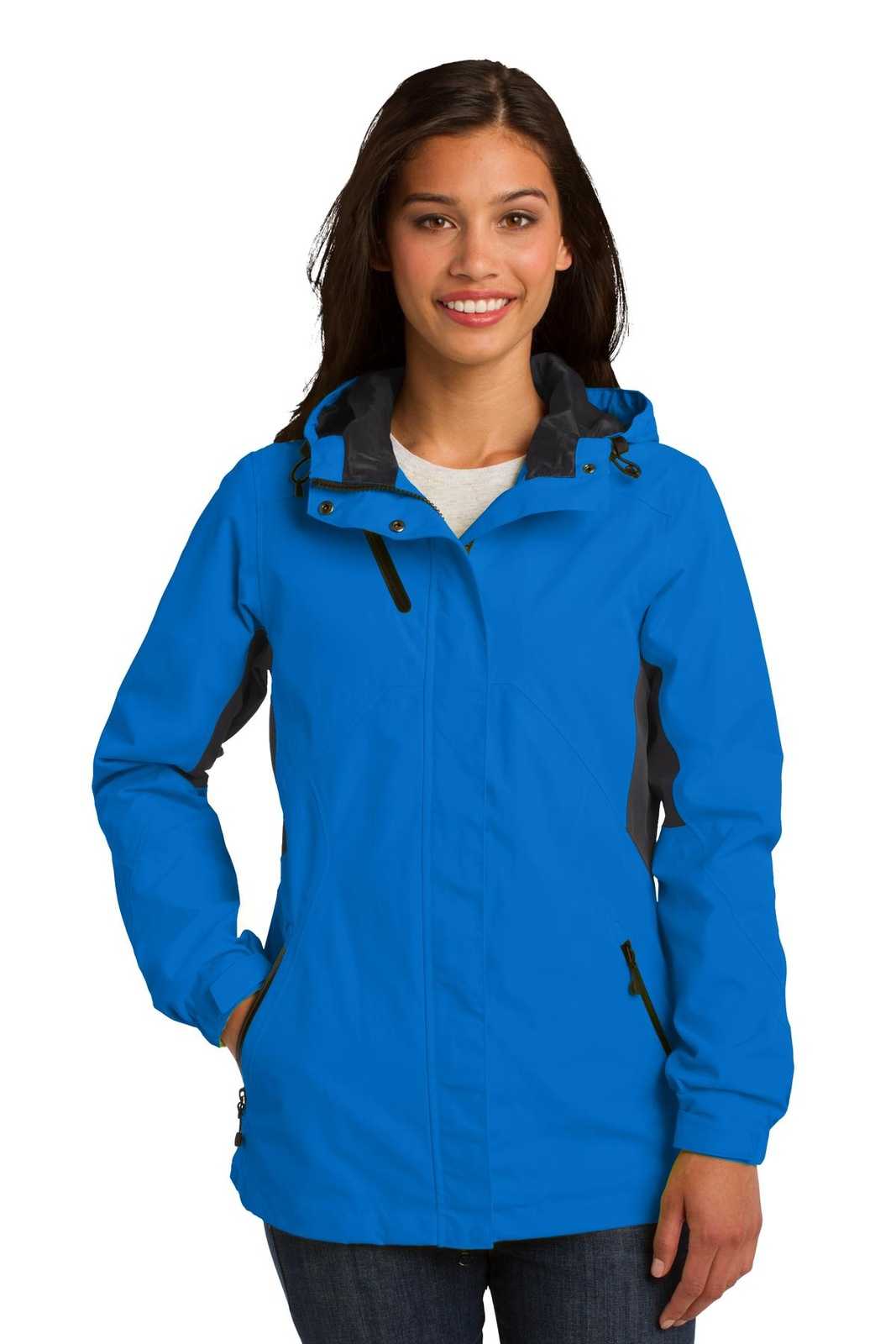 Port Authority L322 Ladies Cascade Waterproof Jacket - Imperial Blue Black - HIT a Double - 1