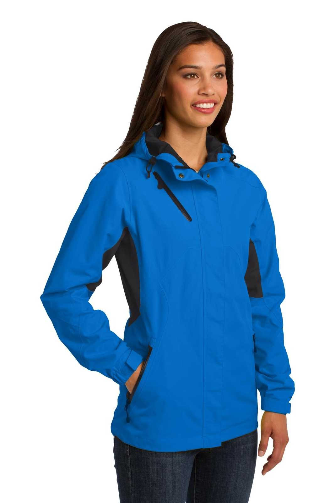 Port Authority L322 Ladies Cascade Waterproof Jacket - Imperial Blue Black - HIT a Double - 4
