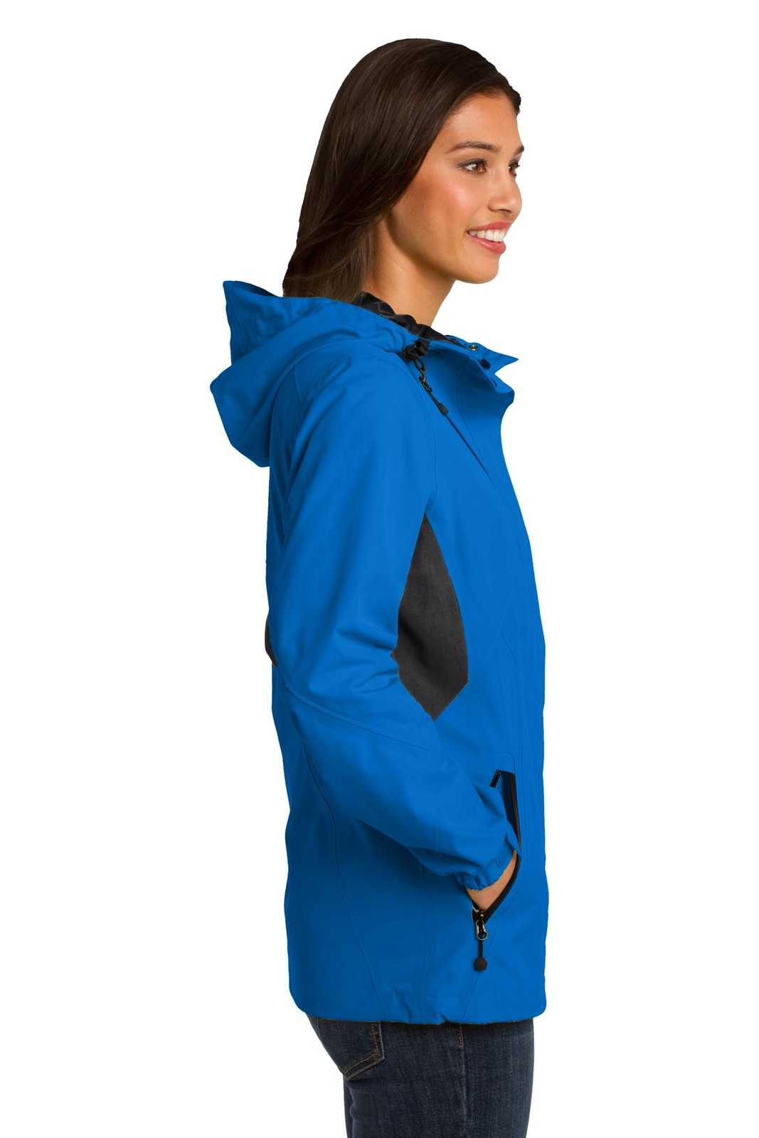 Port Authority L322 Ladies Cascade Waterproof Jacket - Imperial Blue Black - HIT a Double - 3