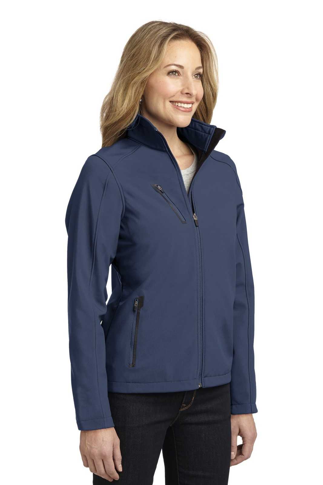 Port Authority L324 Ladies Welded Soft Shell Jacket - Dress Blue Navy - HIT a Double - 4