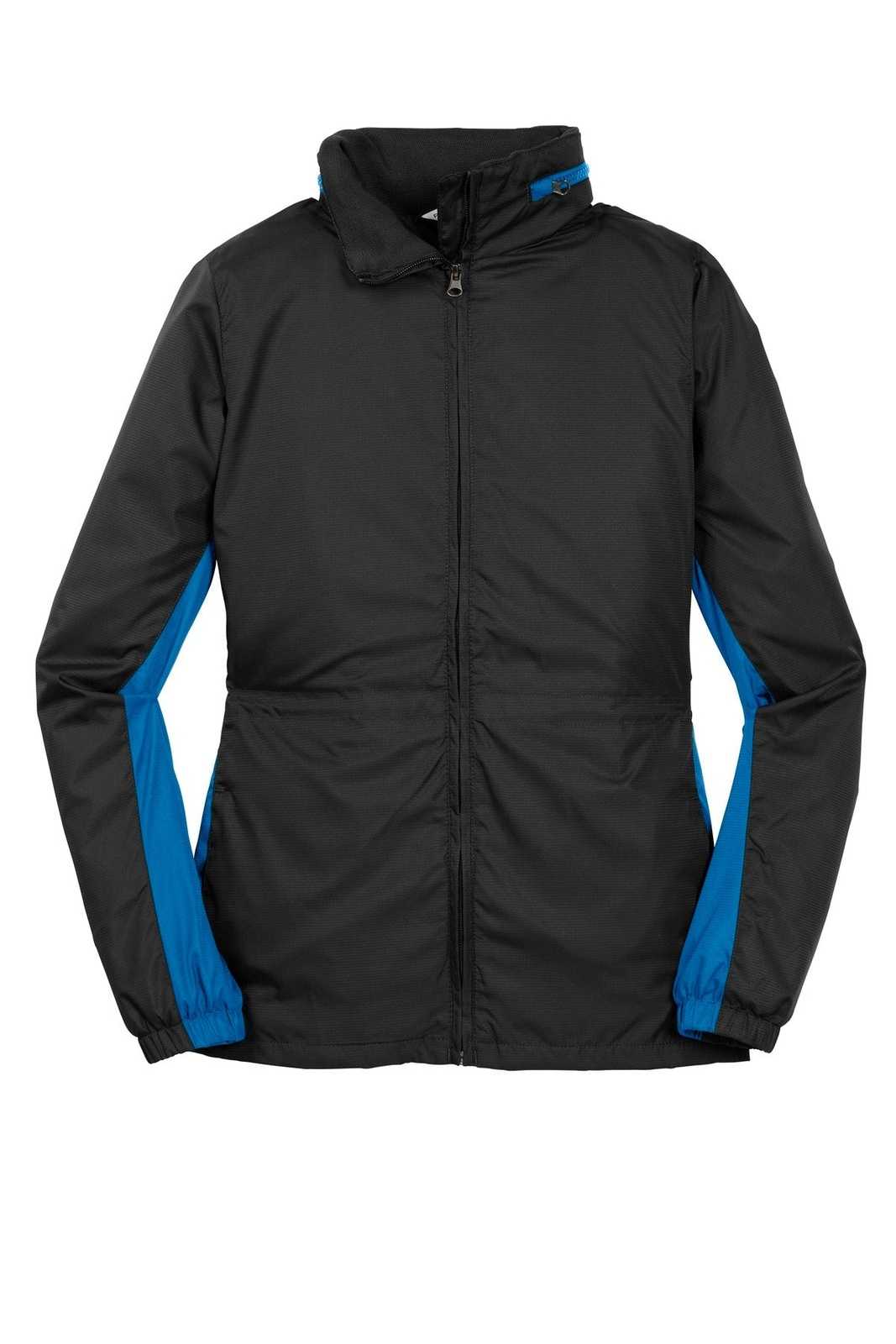 Port Authority L330 Ladies Core Colorblock Wind Jacket - Black Imperial Blue - HIT a Double - 5