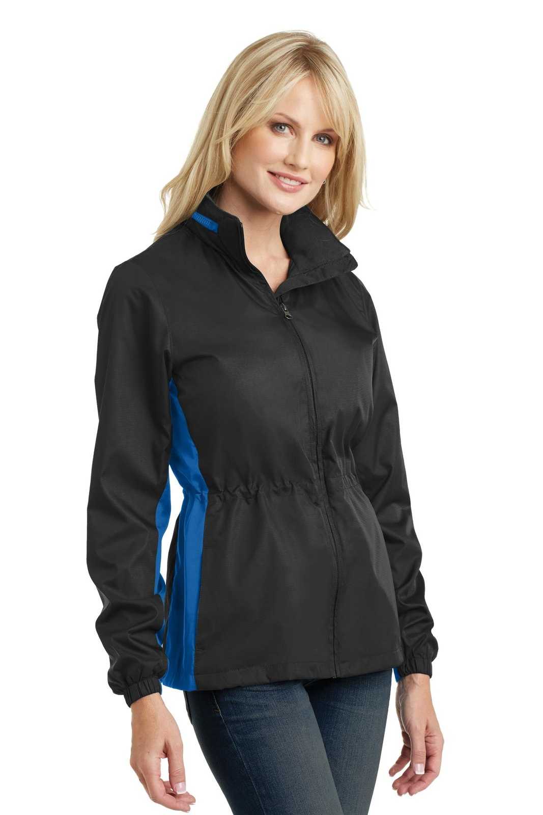 Port Authority L330 Ladies Core Colorblock Wind Jacket - Black Imperial Blue - HIT a Double - 4