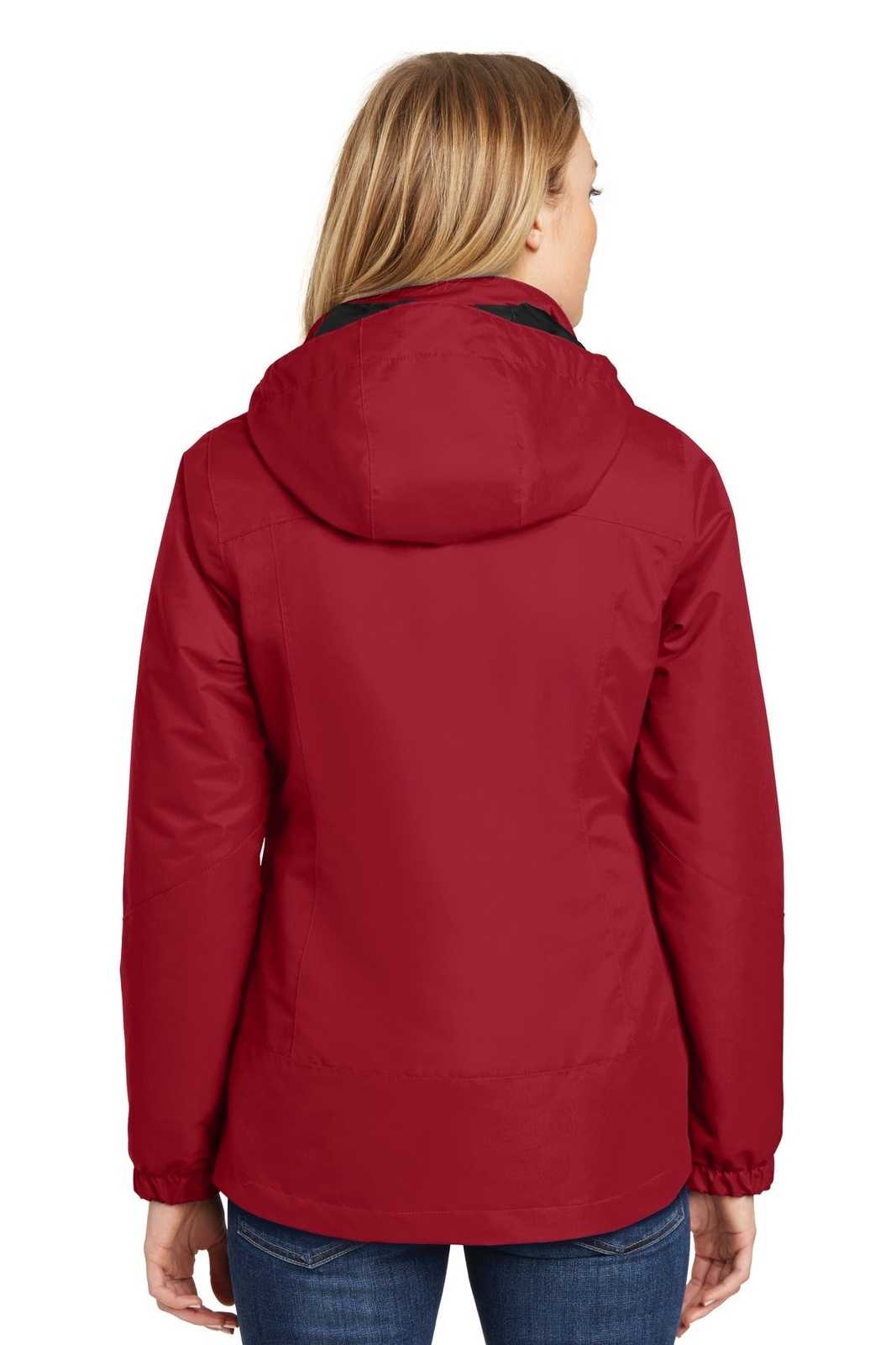 Port Authority L332 Ladies Vortex Waterproof 3-in-1 Jacket - Rich Red Black - HIT a Double - 2