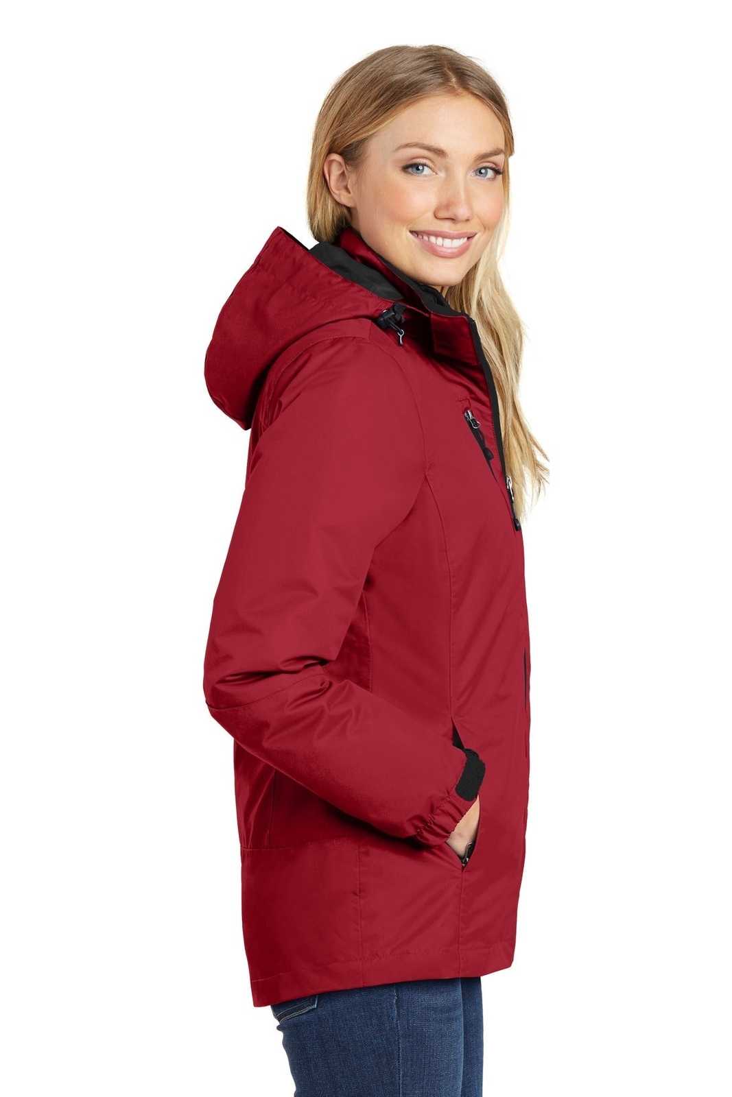 Port Authority L332 Ladies Vortex Waterproof 3-in-1 Jacket - Rich Red Black - HIT a Double - 3