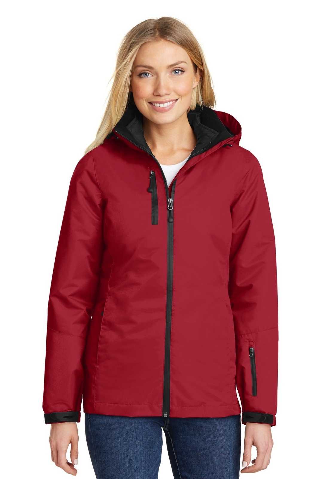 Port Authority L332 Ladies Vortex Waterproof 3-in-1 Jacket - Rich Red Black - HIT a Double - 1