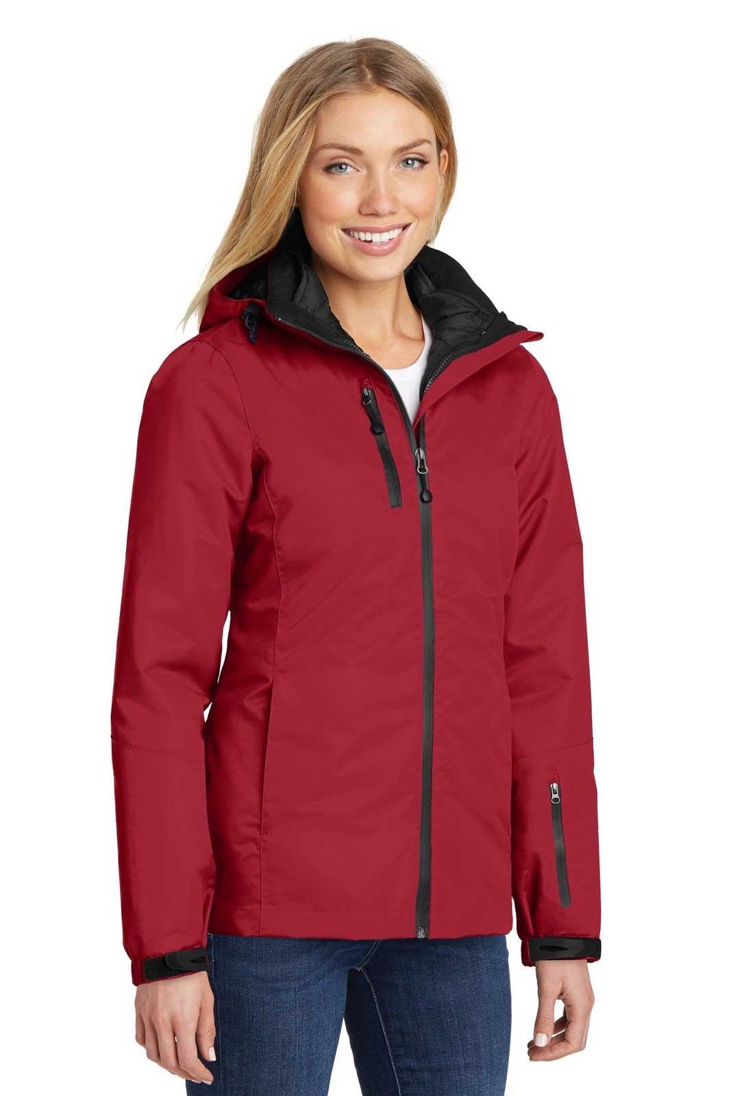 Port Authority L332 Ladies Vortex Waterproof 3-in-1 Jacket - Rich Red Black - HIT a Double - 4
