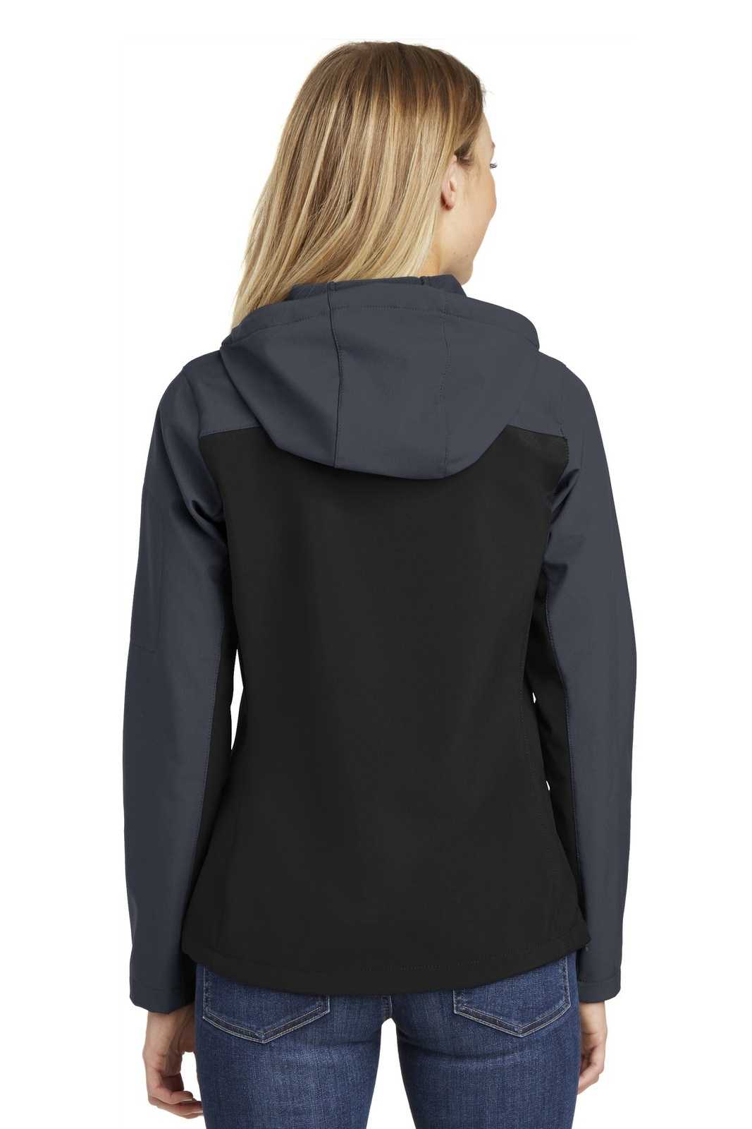 Port Authority L335 Ladies Hooded Core Soft Shell Jacket - Black Battleship Gray - HIT a Double - 1