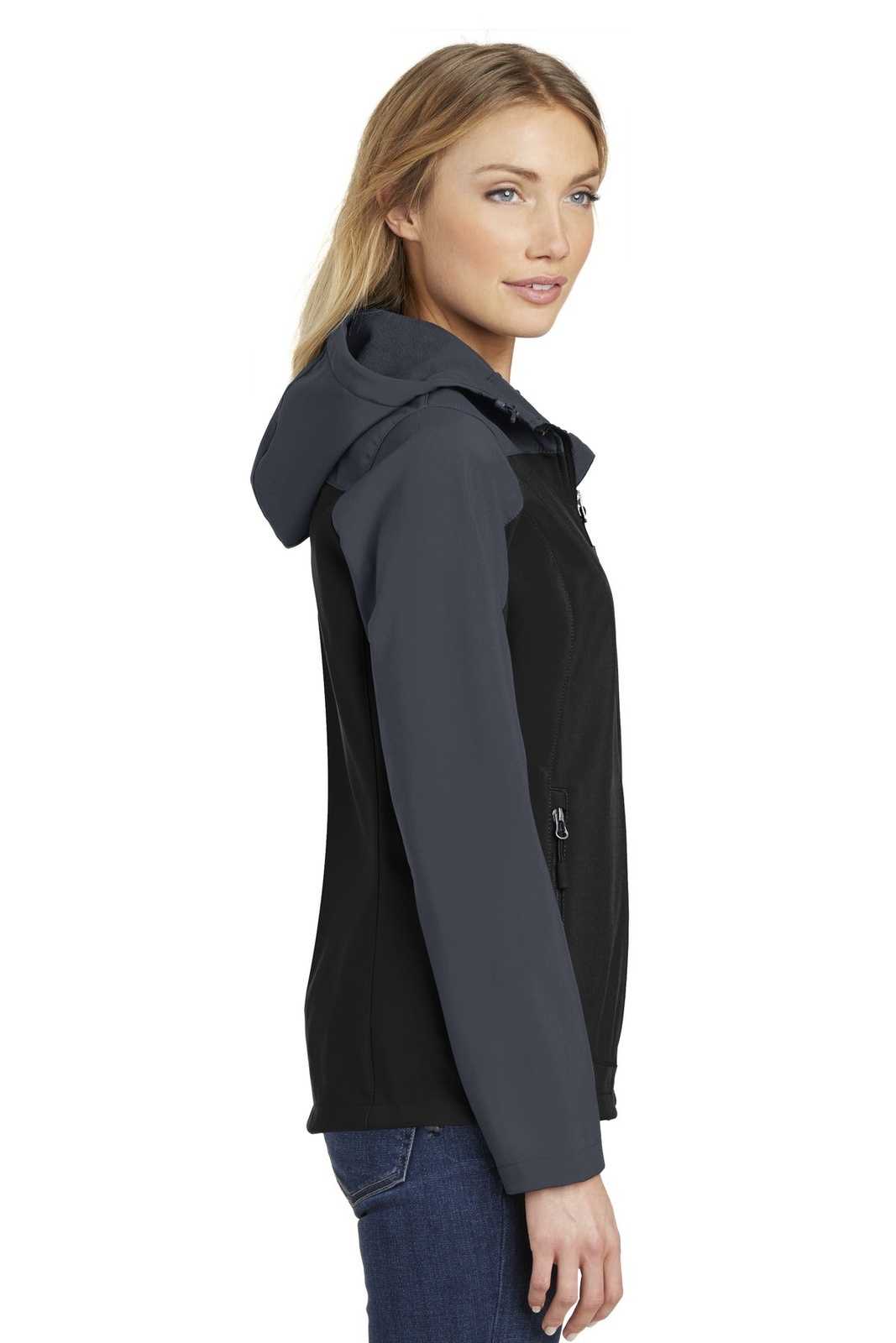 Port Authority L335 Ladies Hooded Core Soft Shell Jacket - Black Battleship Gray - HIT a Double - 3