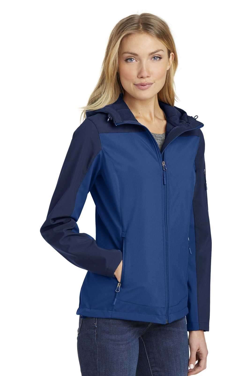 Port Authority L335 Ladies Hooded Core Soft Shell Jacket - Night Sky Blue Dress Blue Navy - HIT a Double - 4