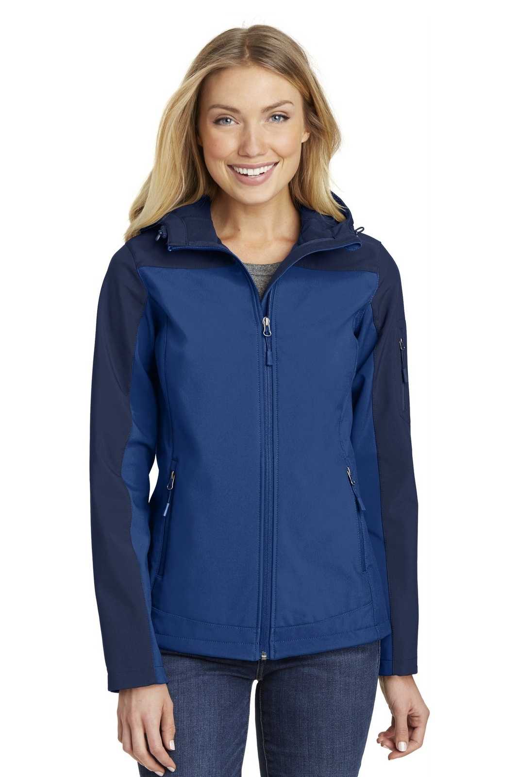 Port Authority L335 Ladies Hooded Core Soft Shell Jacket - Night Sky Blue Dress Blue Navy - HIT a Double - 1
