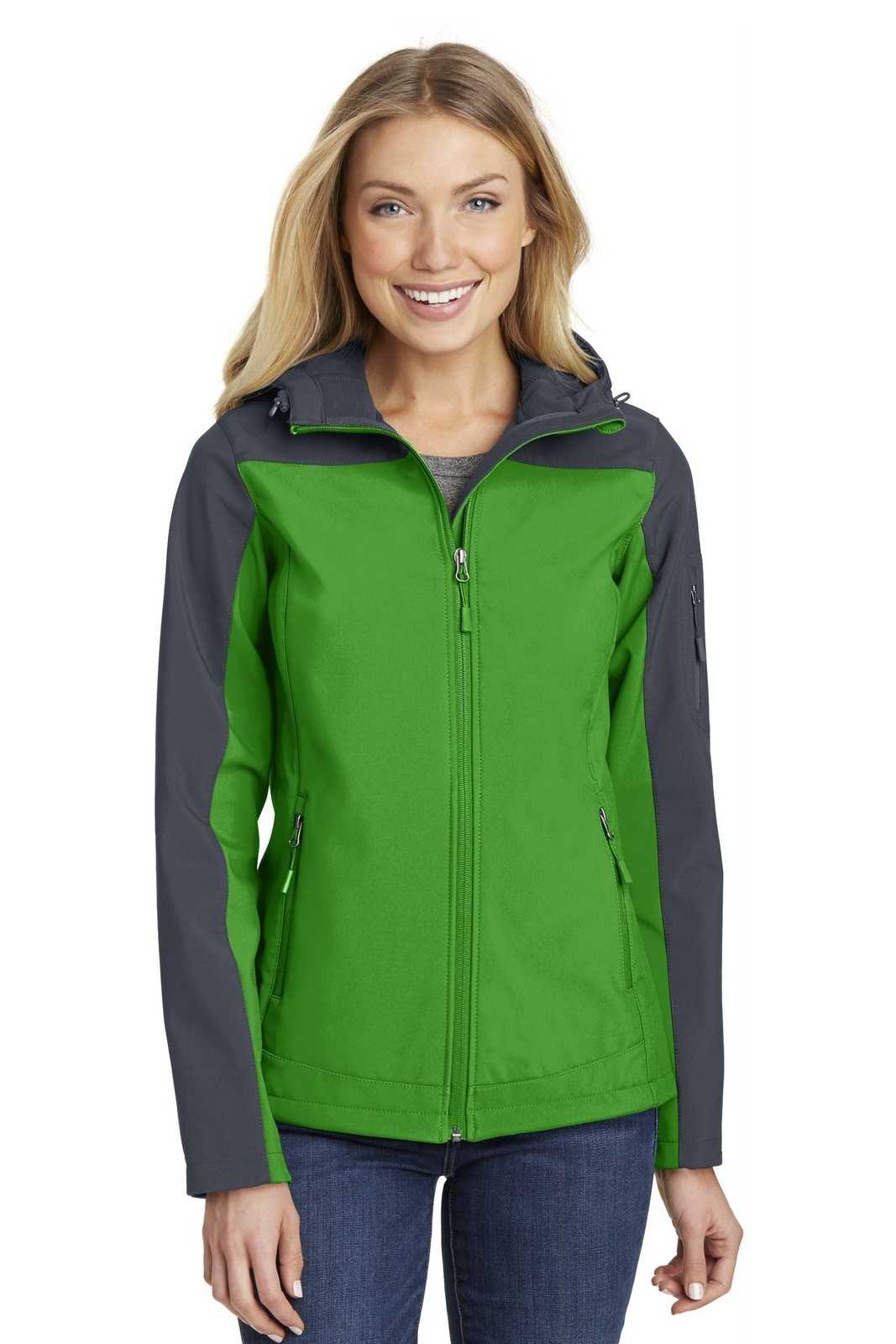 Port Authority L335 Ladies Hooded Core Soft Shell Jacket - Vine Green Battleship Gray - HIT a Double - 1