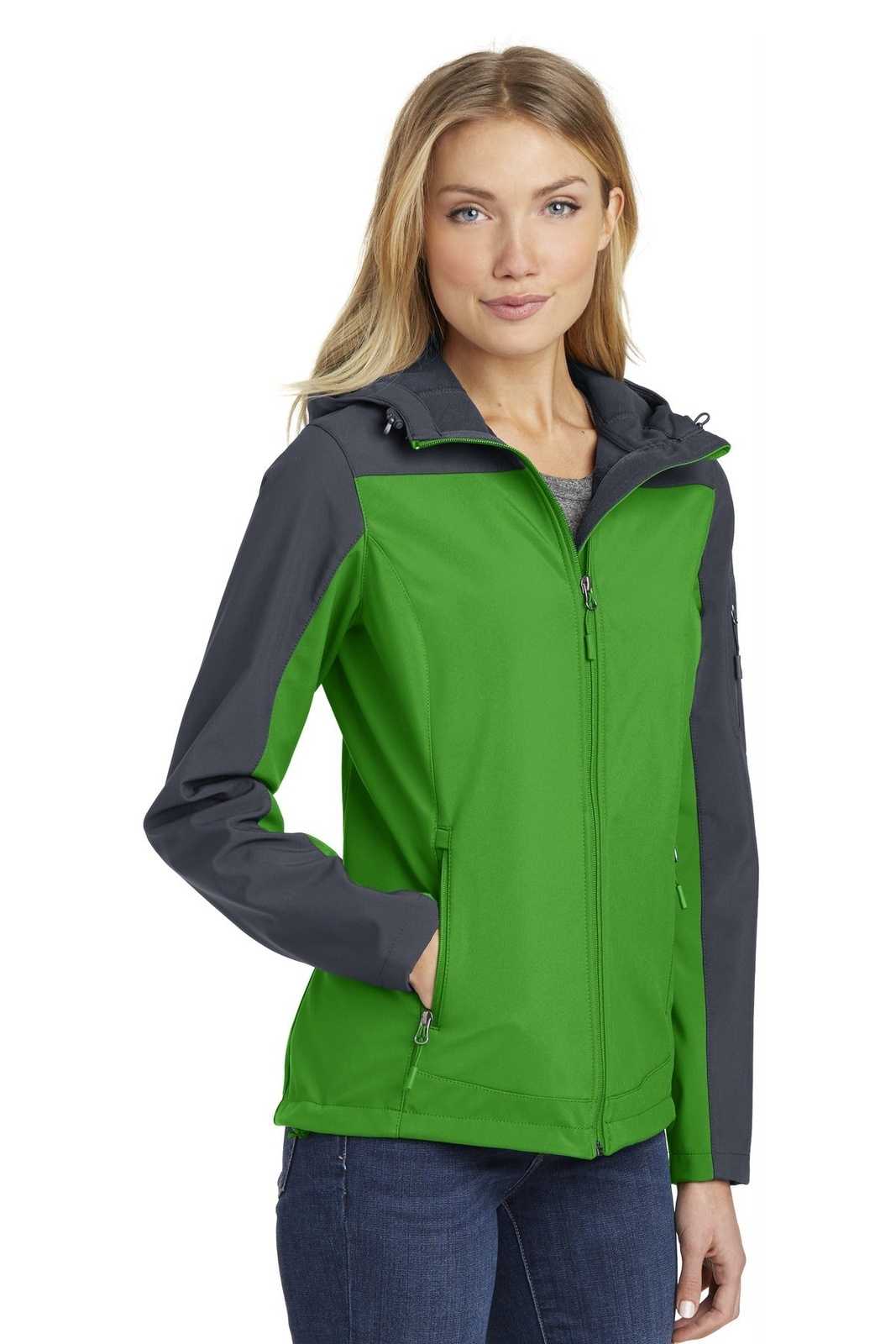 Port Authority L335 Ladies Hooded Core Soft Shell Jacket - Vine Green Battleship Gray - HIT a Double - 4