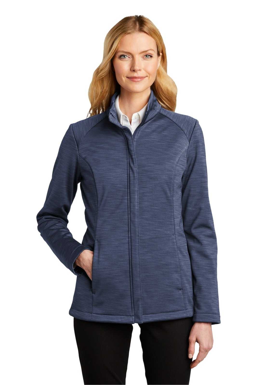 Port Authority L339 Ladies Stream Soft Shell Jacket - Dress Blue Navy Heather - HIT a Double - 1