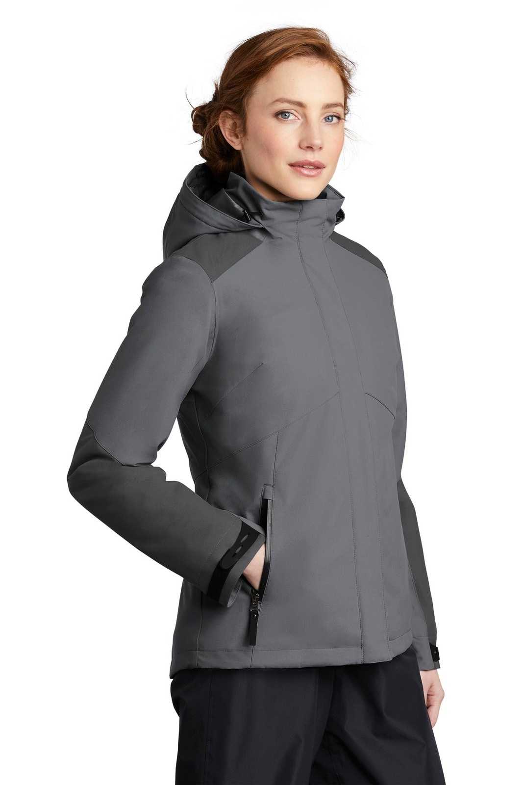 Port Authority L405 Ladies Insulated Waterproof Tech Jacket - Shadow Gray Storm Gray - HIT a Double - 4