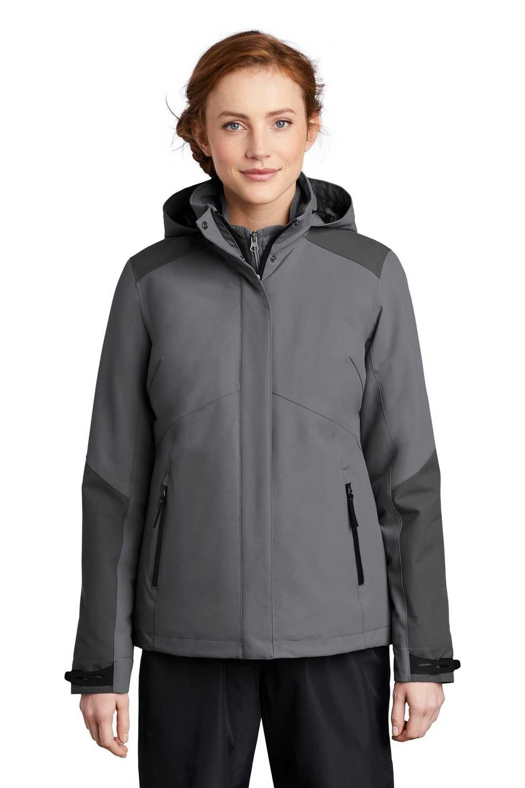 Port Authority L405 Ladies Insulated Waterproof Tech Jacket - Shadow Gray Storm Gray - HIT a Double - 1
