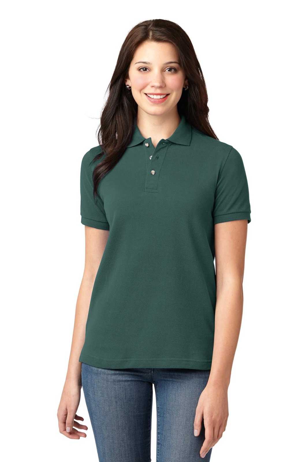 Port Authority L420 Ladies Heavyweight Cotton Pique Polo - Dark Green - HIT a Double - 1