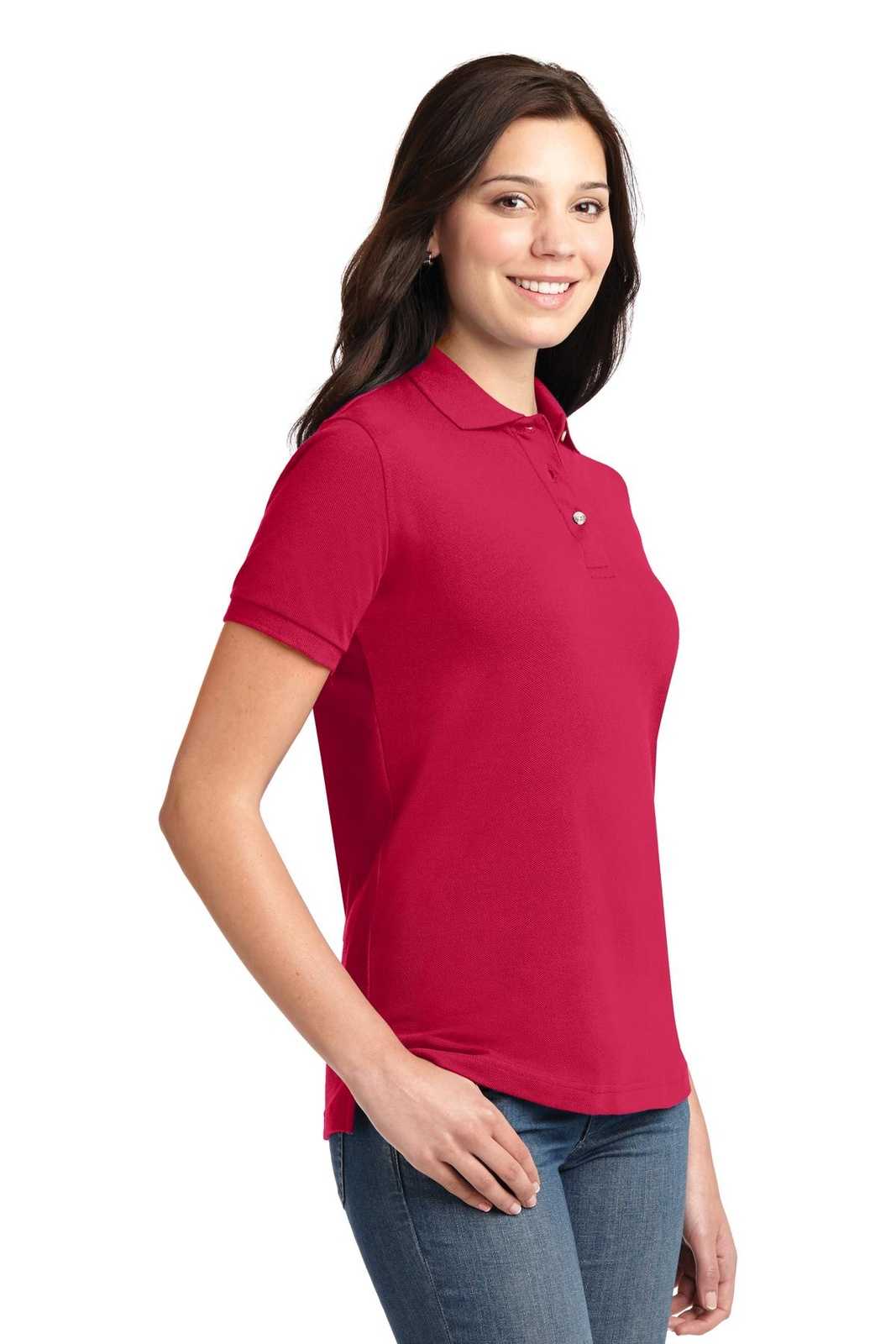 Port Authority L420 Ladies Heavyweight Cotton Pique Polo - Red - HIT a Double - 4