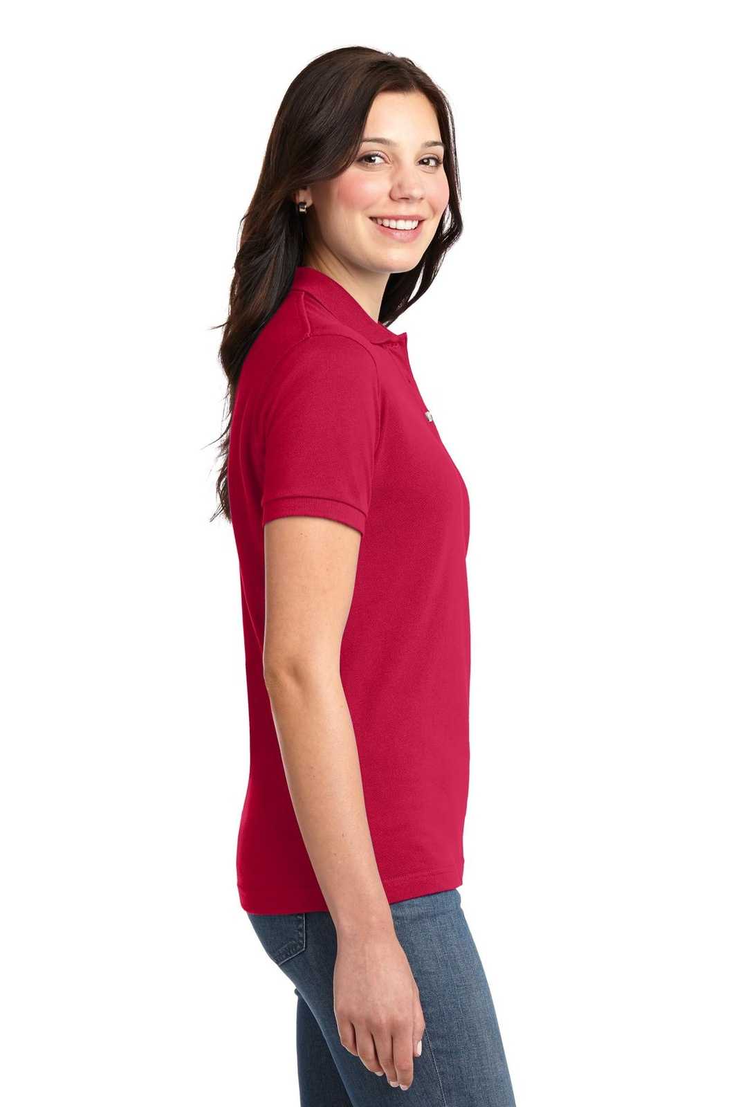 Port Authority L420 Ladies Heavyweight Cotton Pique Polo - Red - HIT a Double - 3