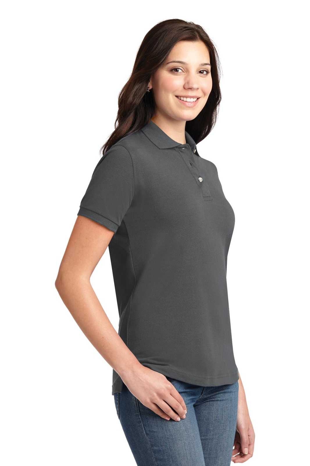 Port Authority L420 Ladies Heavyweight Cotton Pique Polo - Steel Gray - HIT a Double - 4