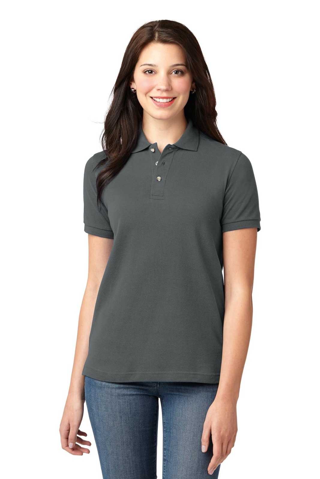 Port Authority L420 Ladies Heavyweight Cotton Pique Polo - Steel Gray - HIT a Double - 1